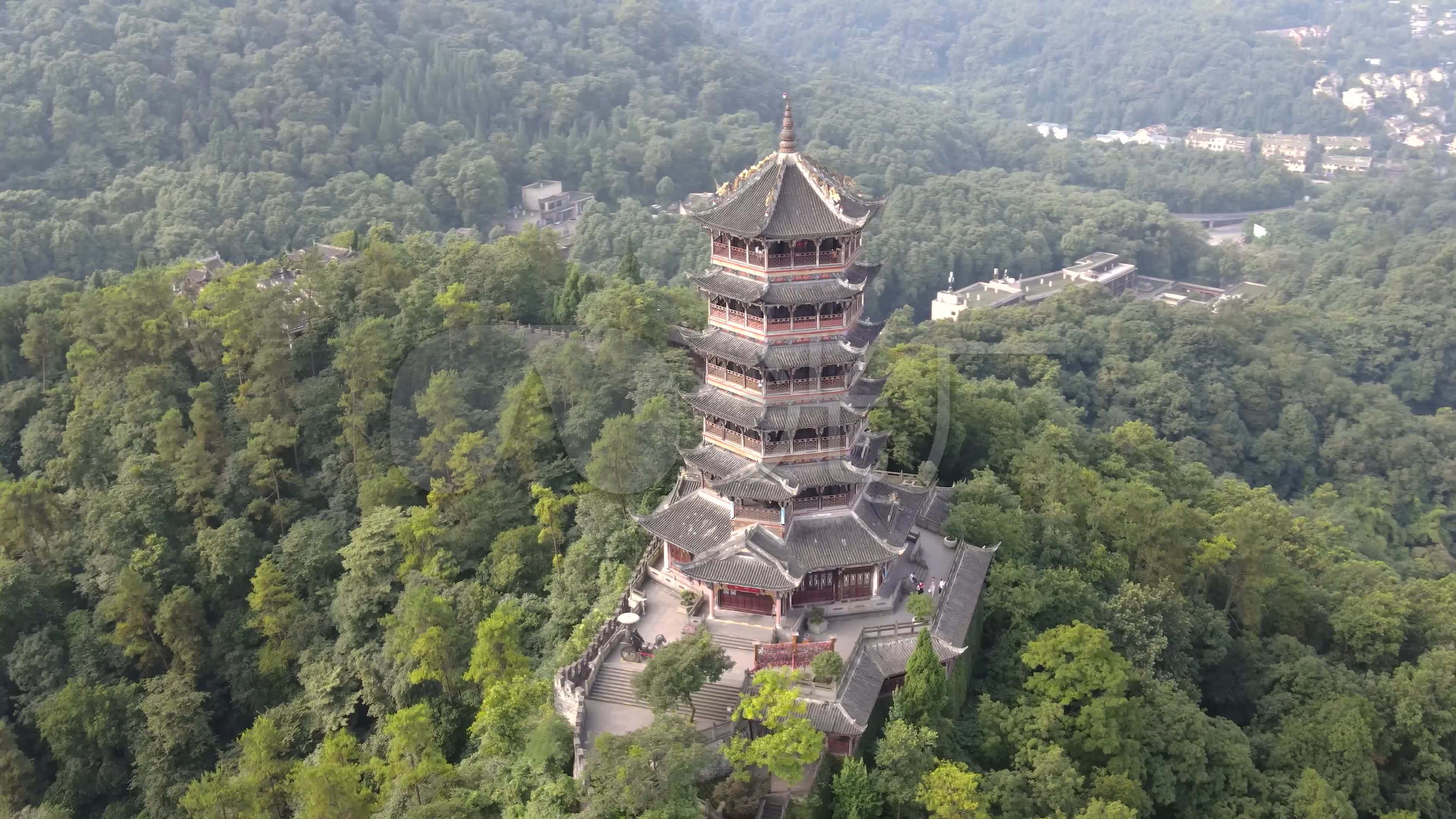 都江堰玉垒阁玉垒山俯瞰都江堰全城_3840x2160_高清