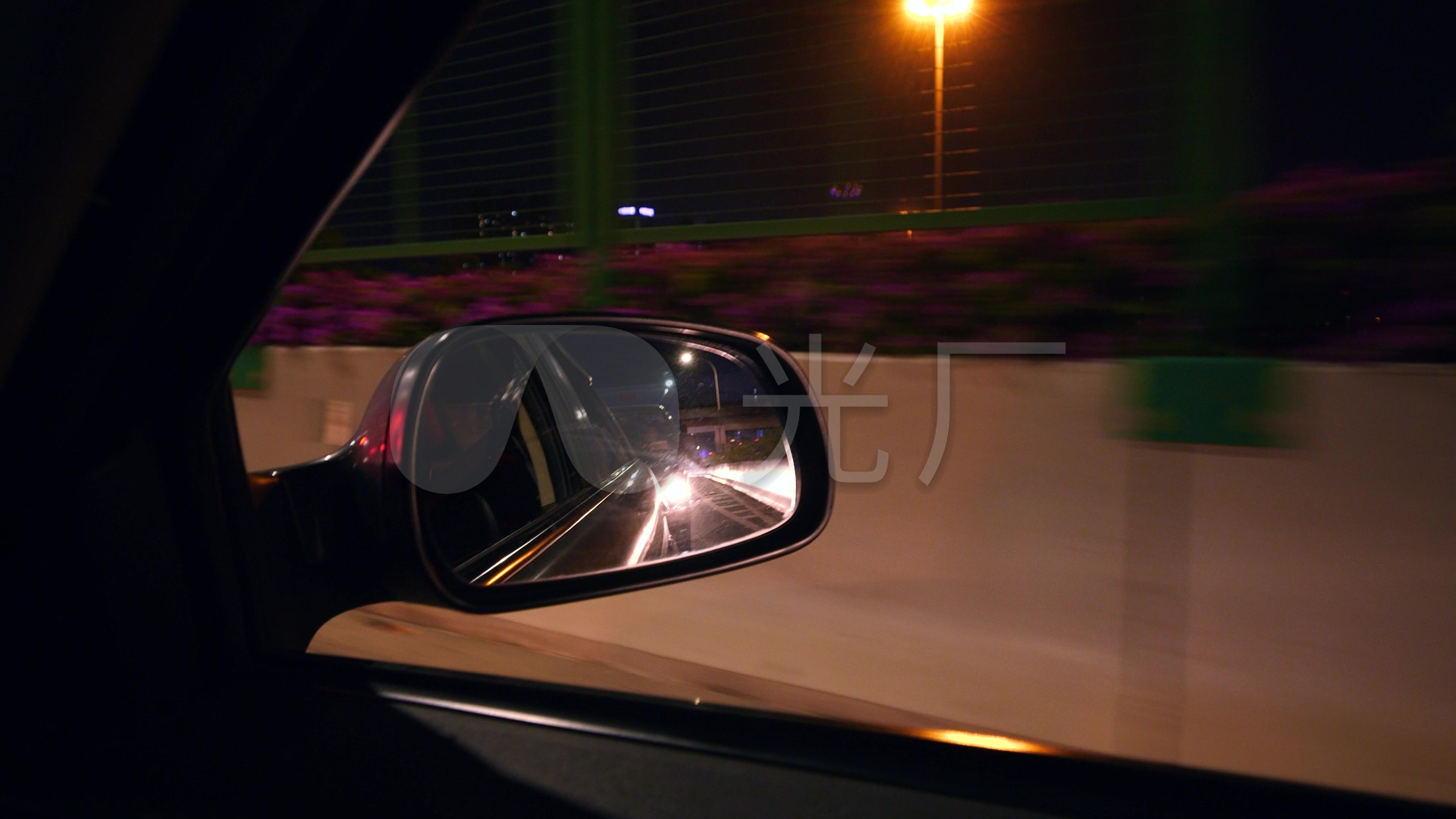 城市夜晚开车车窗外夜景4k视频素材_3840x2160_高清