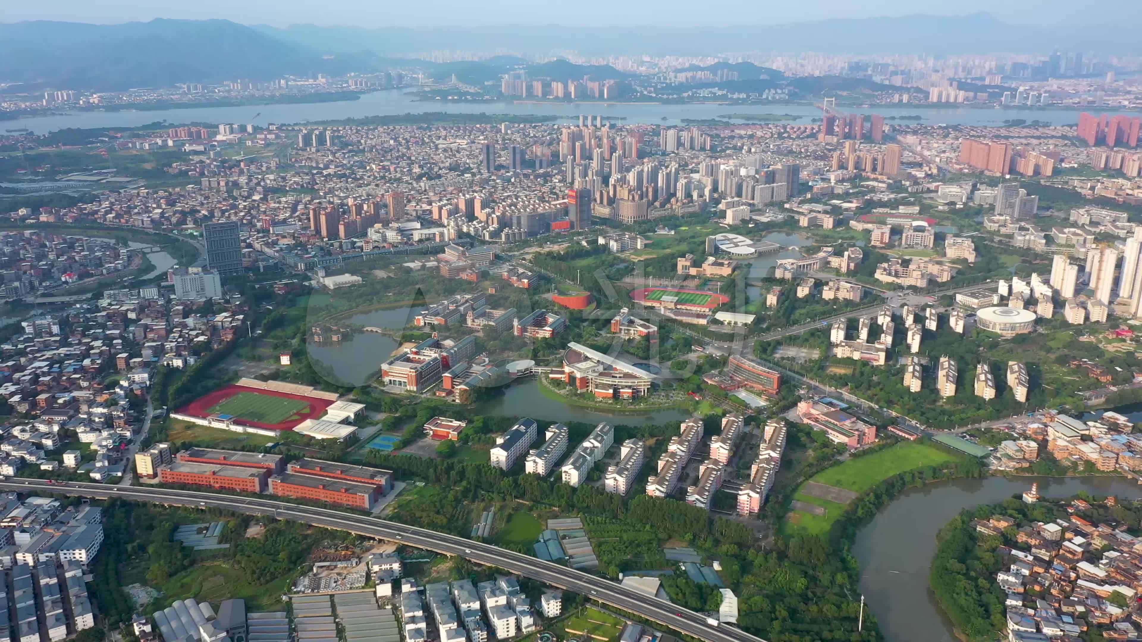 福州闽侯大学城空景航拍_3840x2160_高清视频素材下载