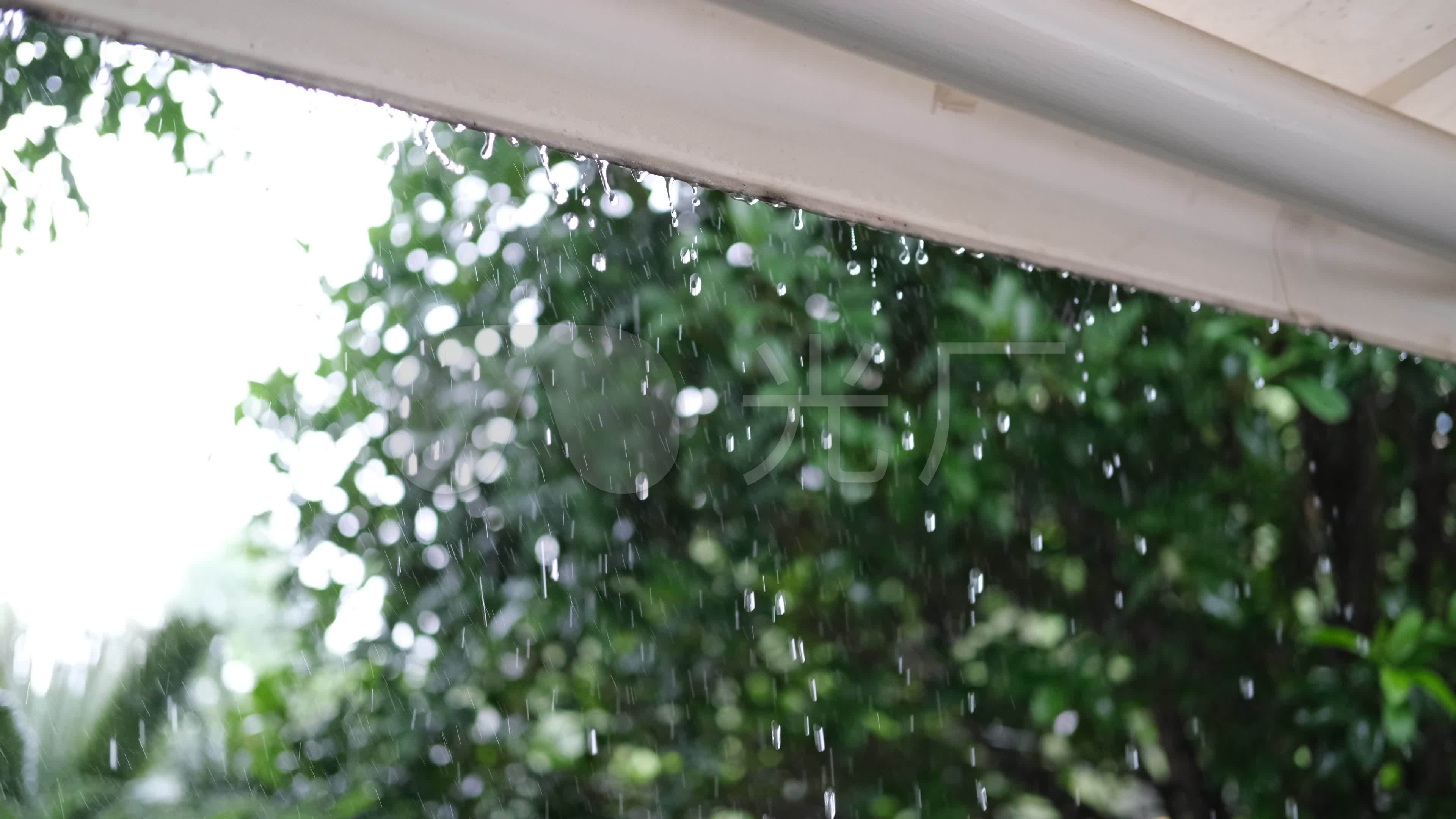 夏天下雨唯美清新空镜雨景4k视频素材