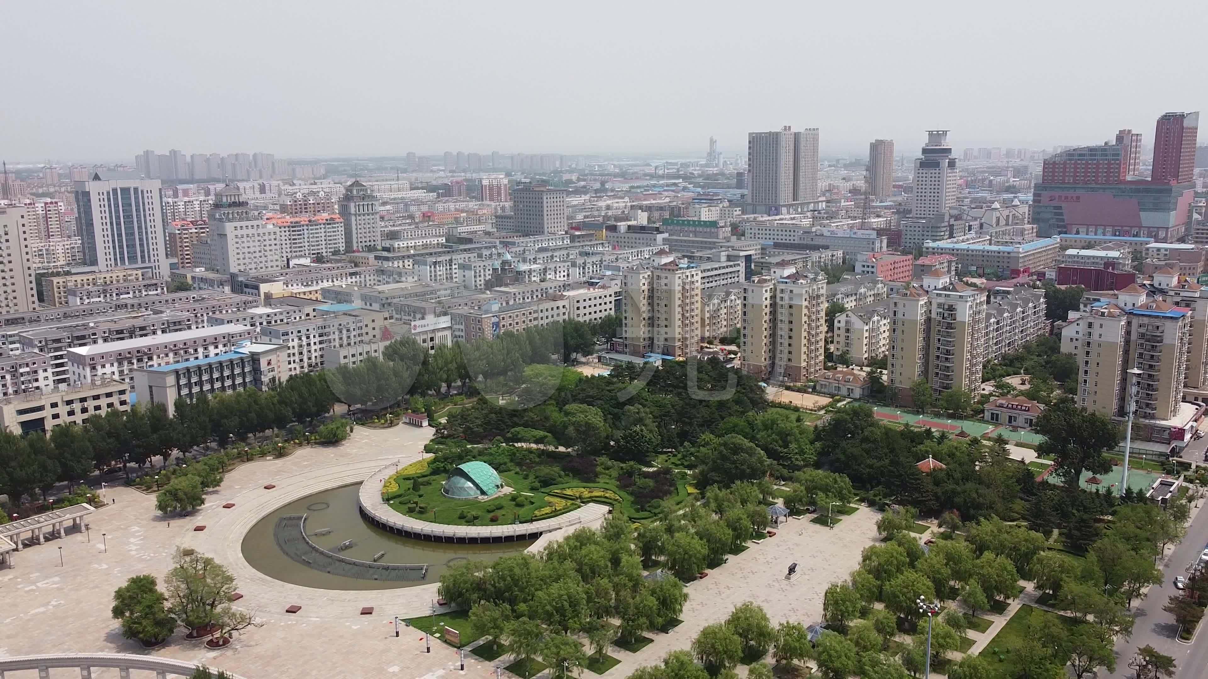 四平地标航拍素材辽宁省四平市城_3840x2160_高清视频素材下载(编号