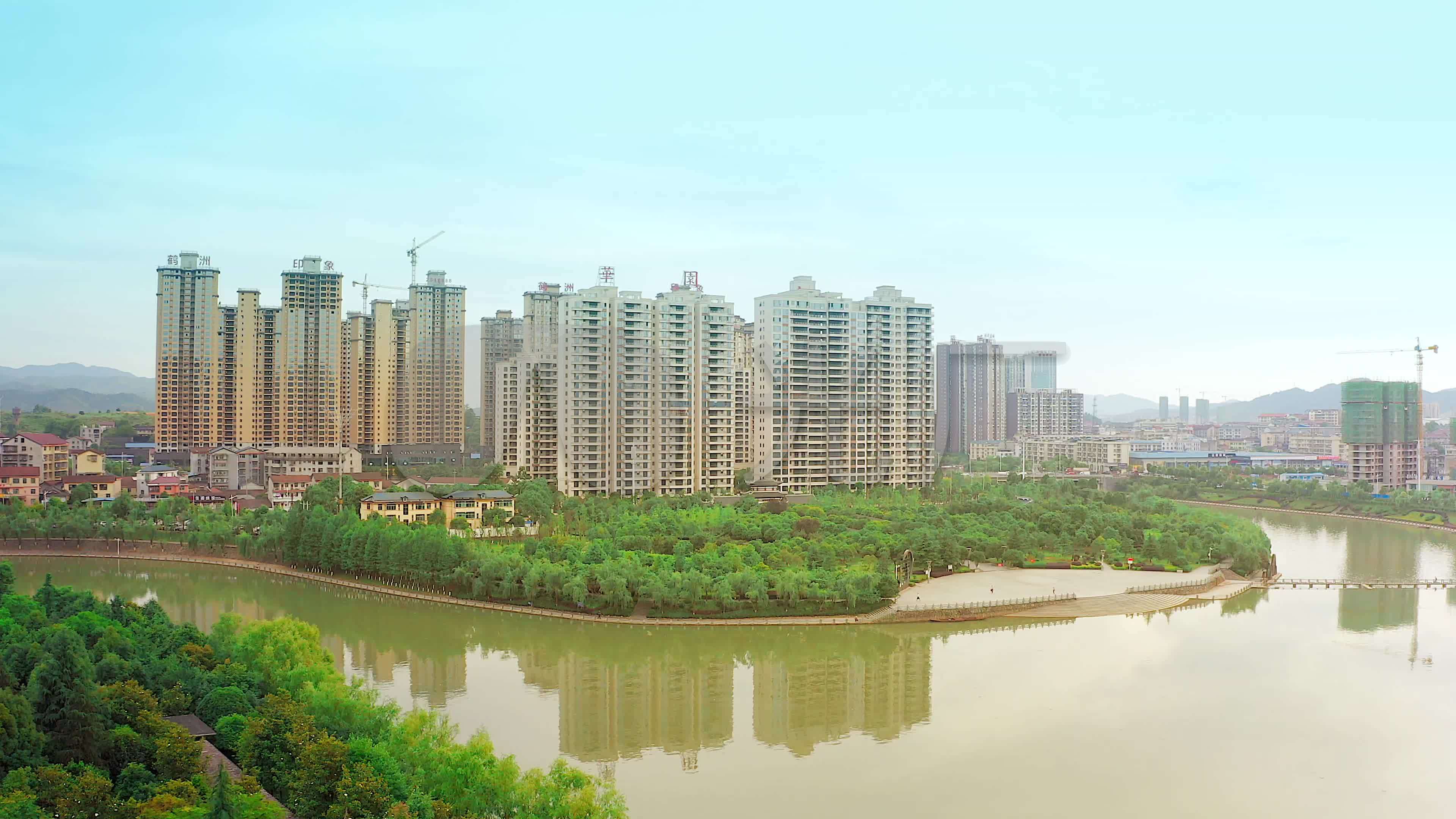 4k怀化全景航拍延时鹤鸣州_3840x2160_高清视频素材
