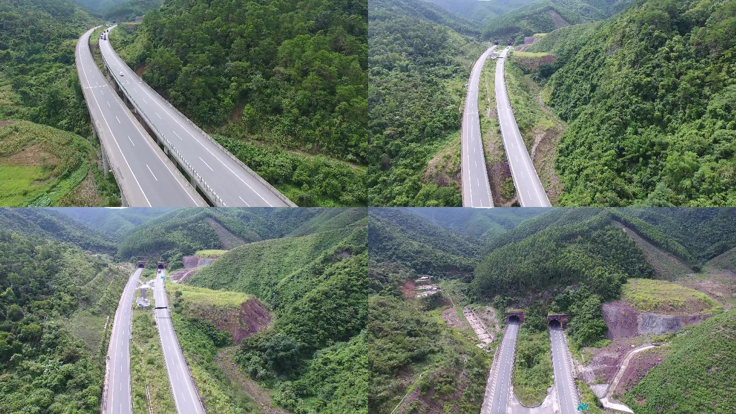 4k高速公路航拍绿色生态大山08