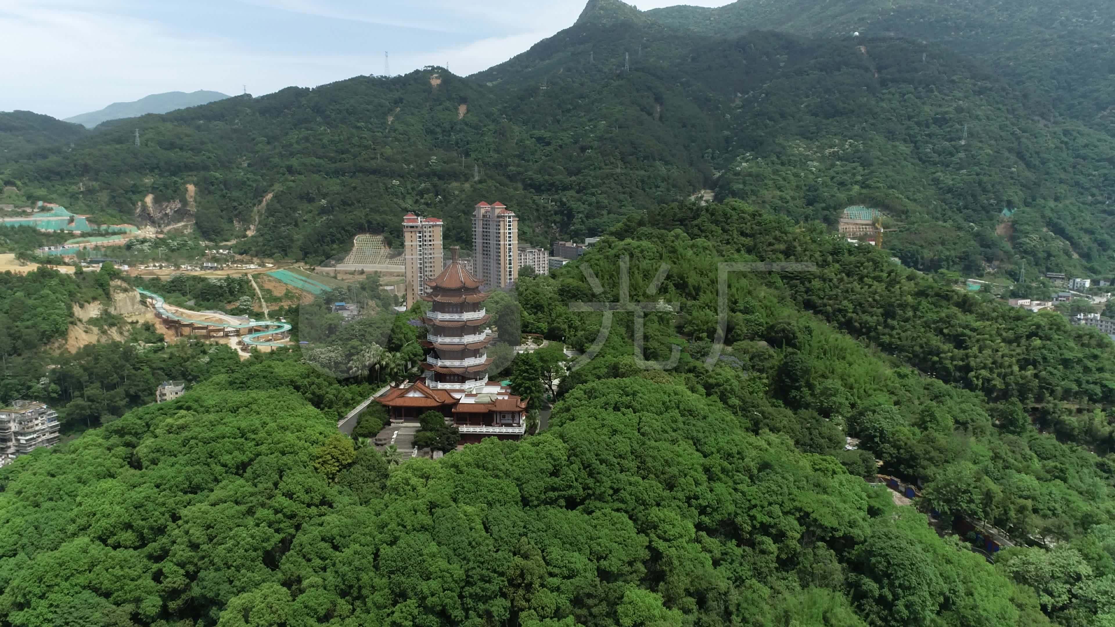 三明市麒麟山公园麒麟阁_3840x2160_高清视频素材下载