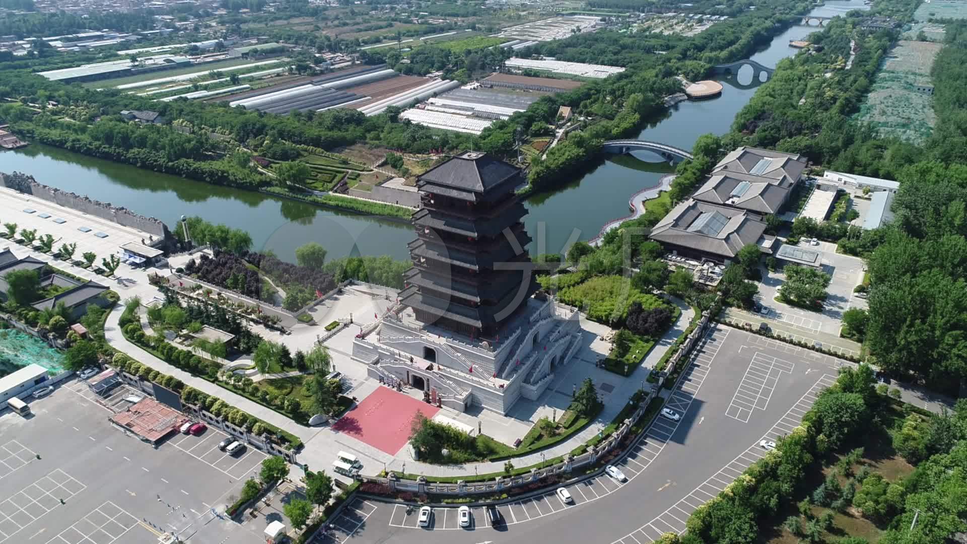 西安汉城湖大风阁_1920x1080_高清视频素材下载(编号