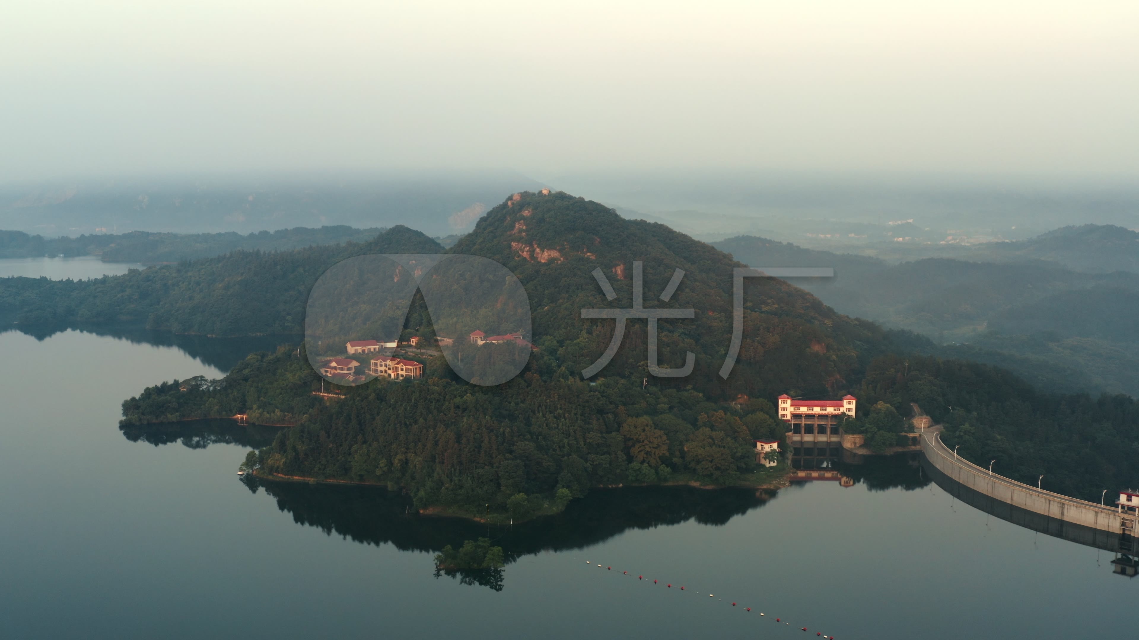 4k河南信阳新县香山湖日出风光航拍