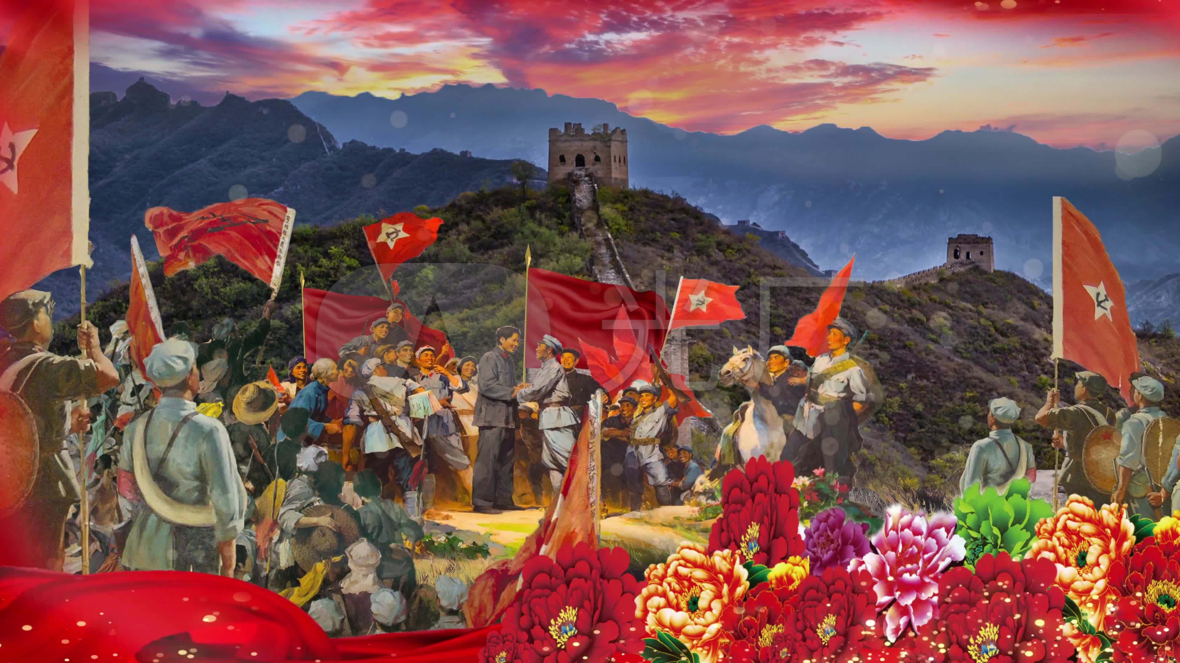 革命纪念碑红色油画分镜头党建