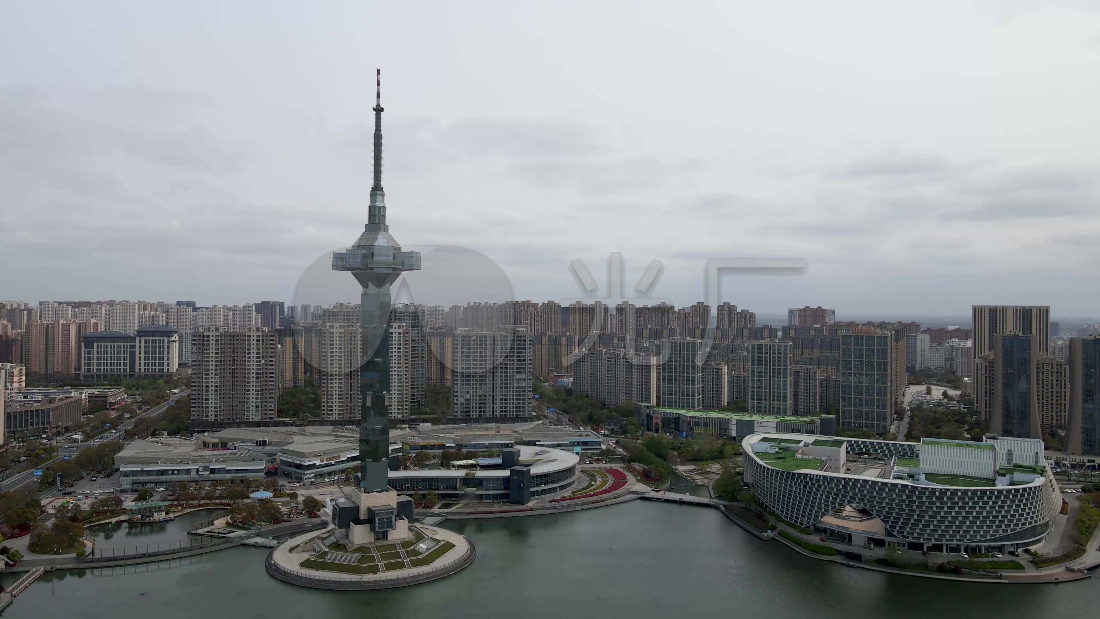 江苏盐城地标建筑电视塔4k