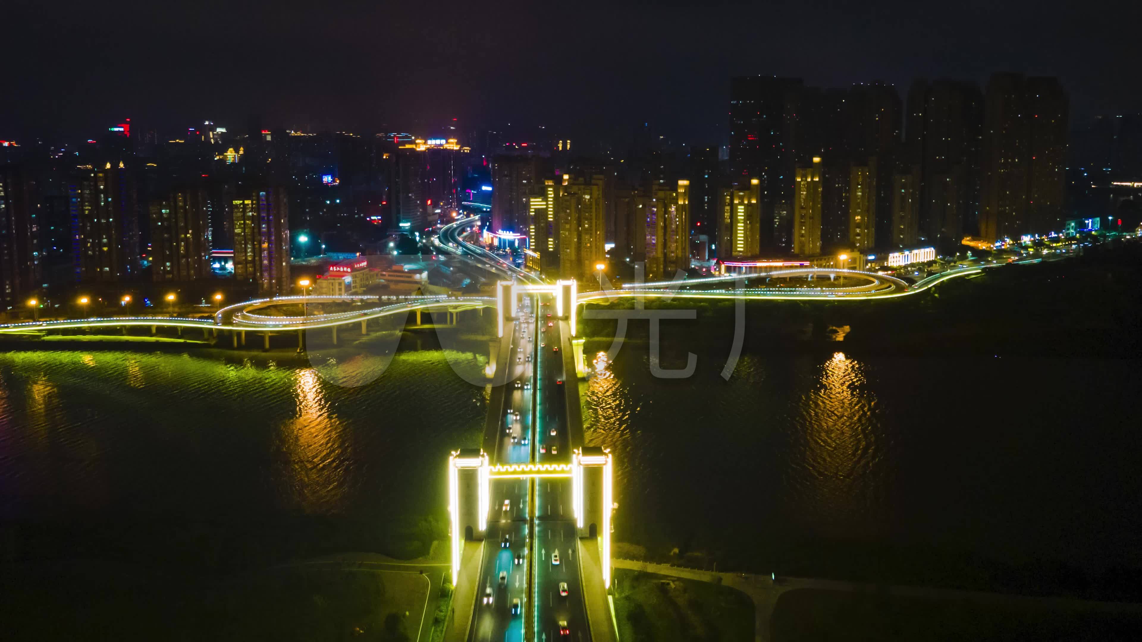 航拍泉州田安大桥夜景移动延时摄影_3840x2160_高清视频素材下载(编号