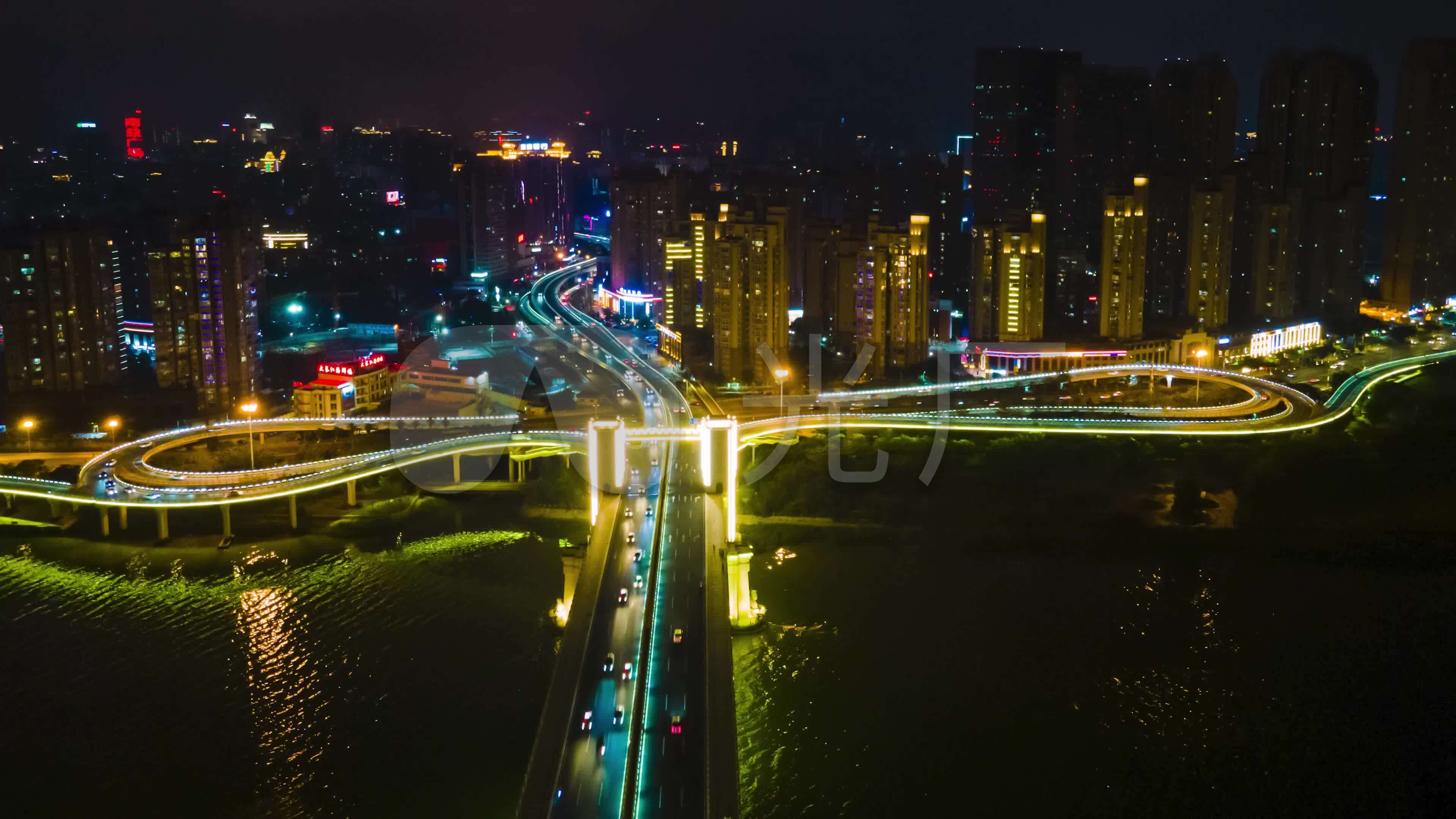 航拍泉州城市夜景田安大桥移动延时摄影