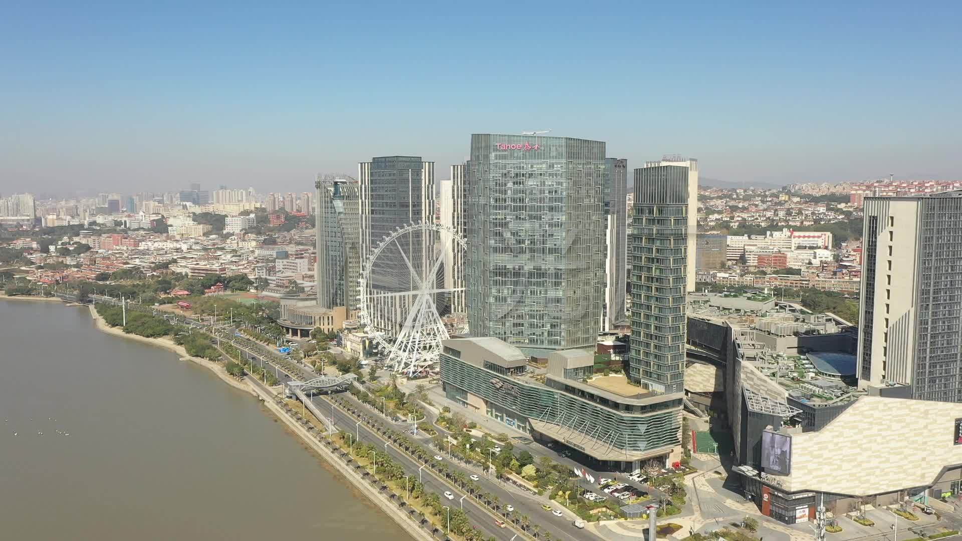 泉州东海泰禾航拍晋江大桥6_1920x1080_高清视频素材下载(编号