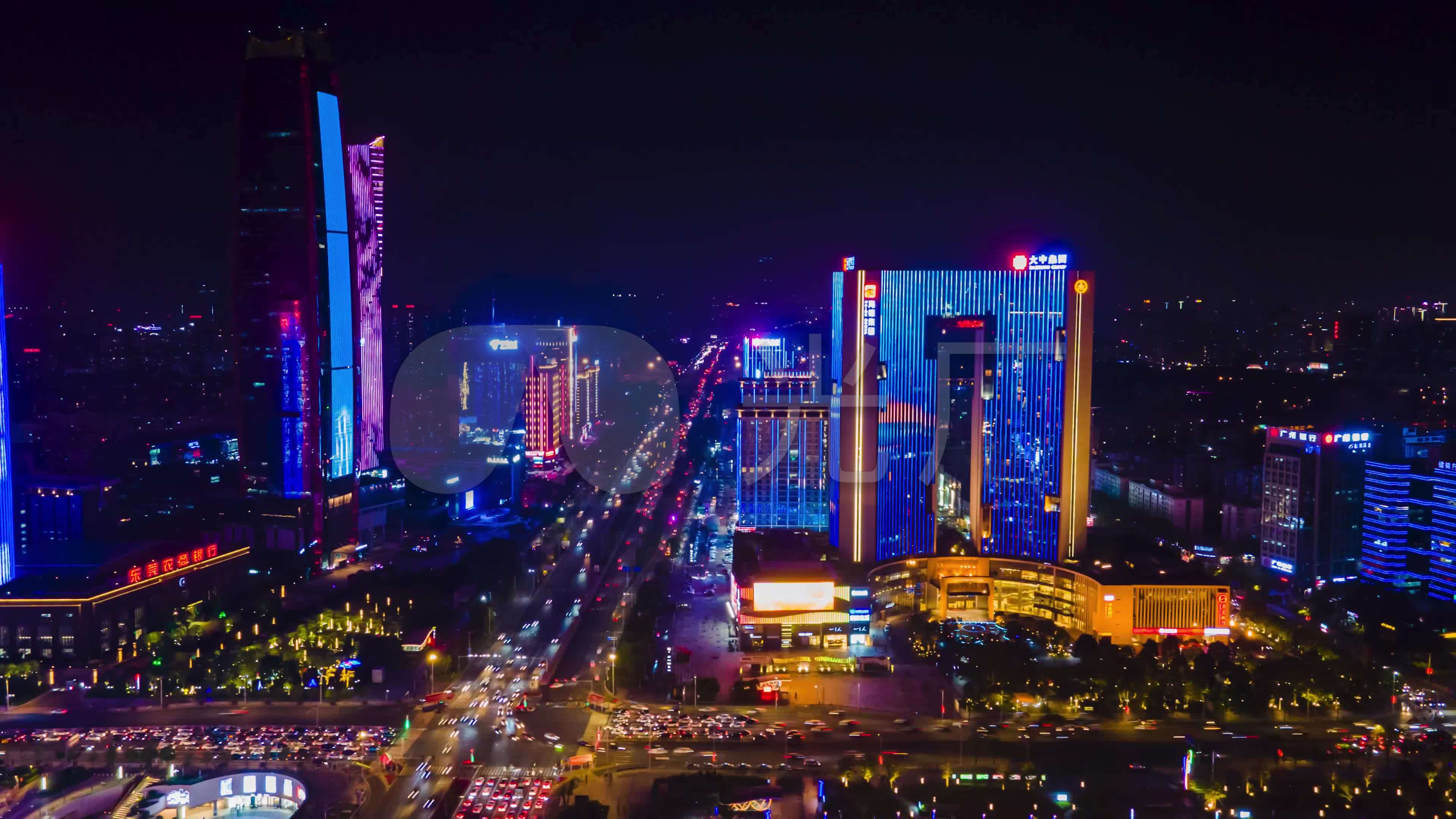 航拍东莞夜景移动延时