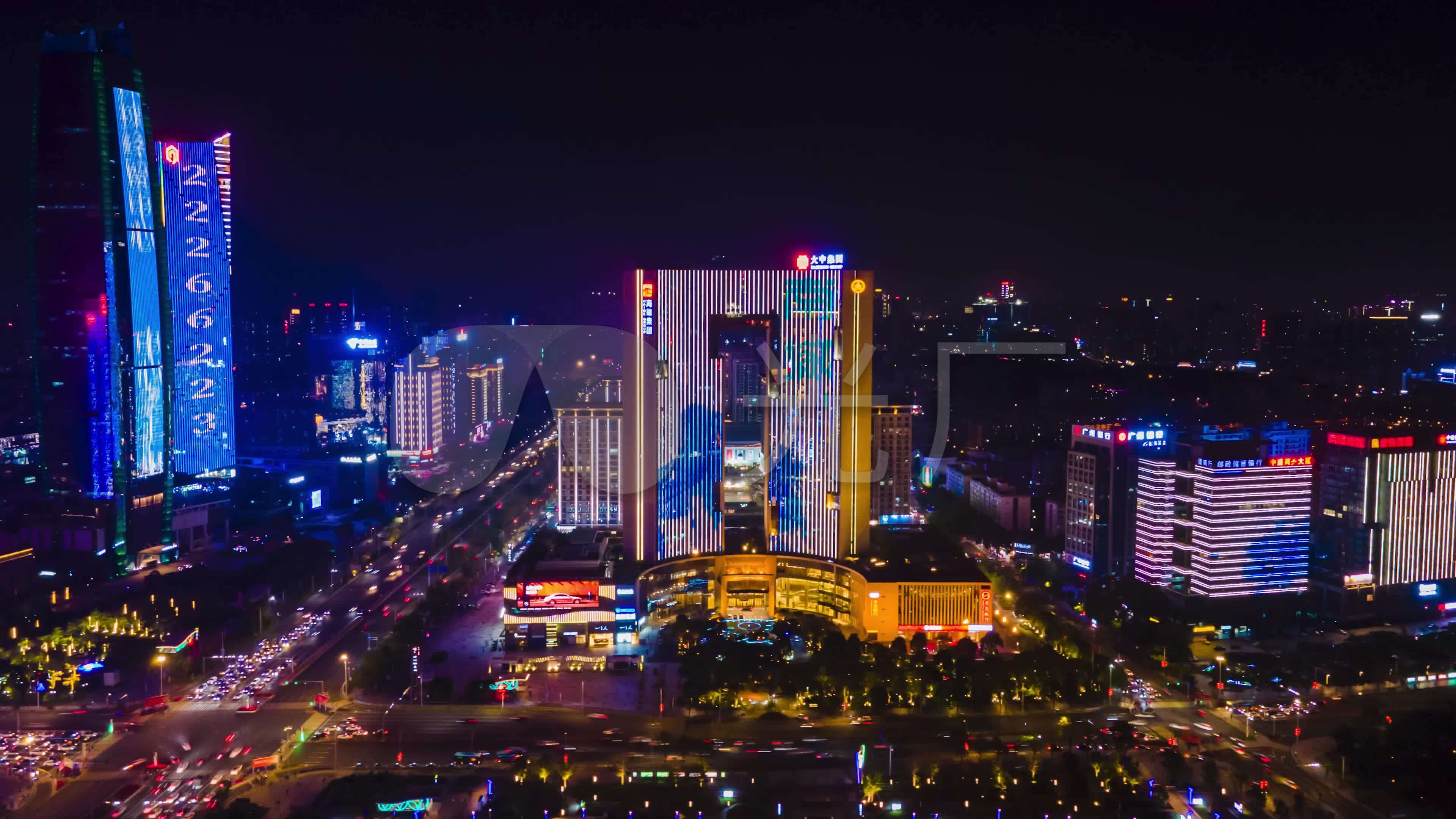 航拍东莞夜景移动延时
