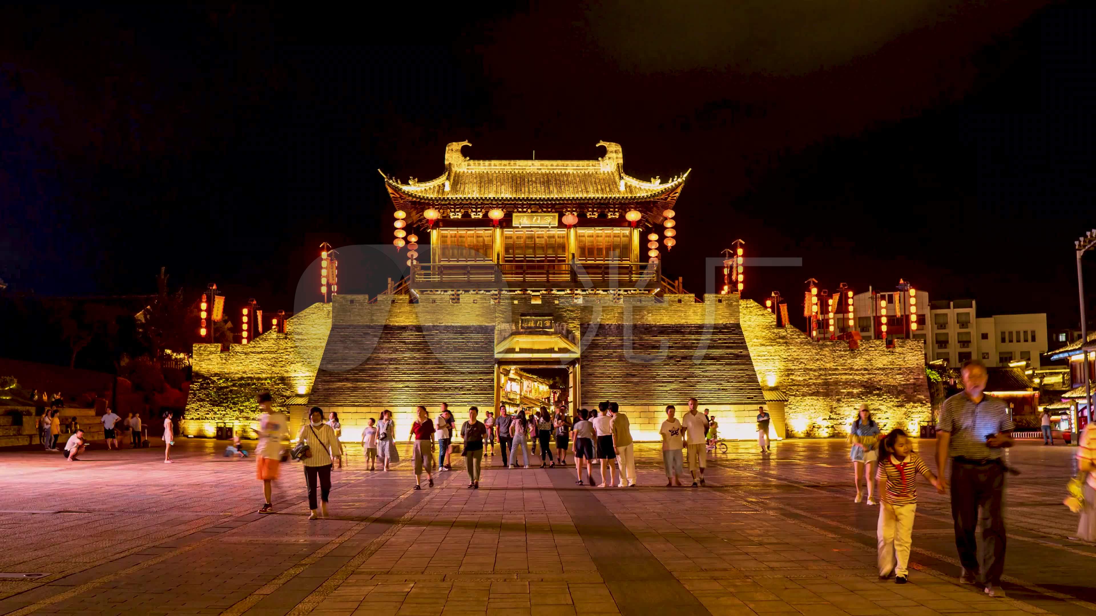 赣州古城军门楼夜景延时