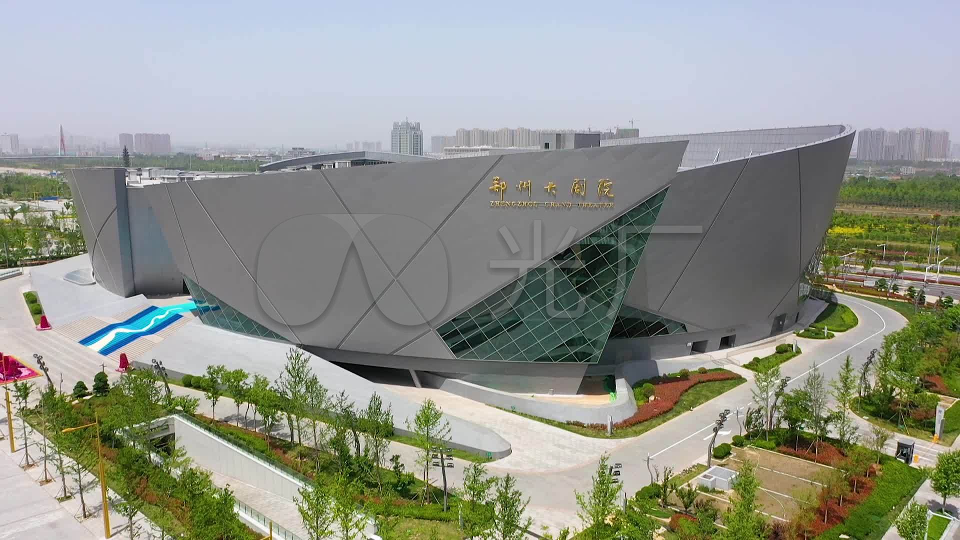 航拍奥体中心郑州博物馆新馆外景