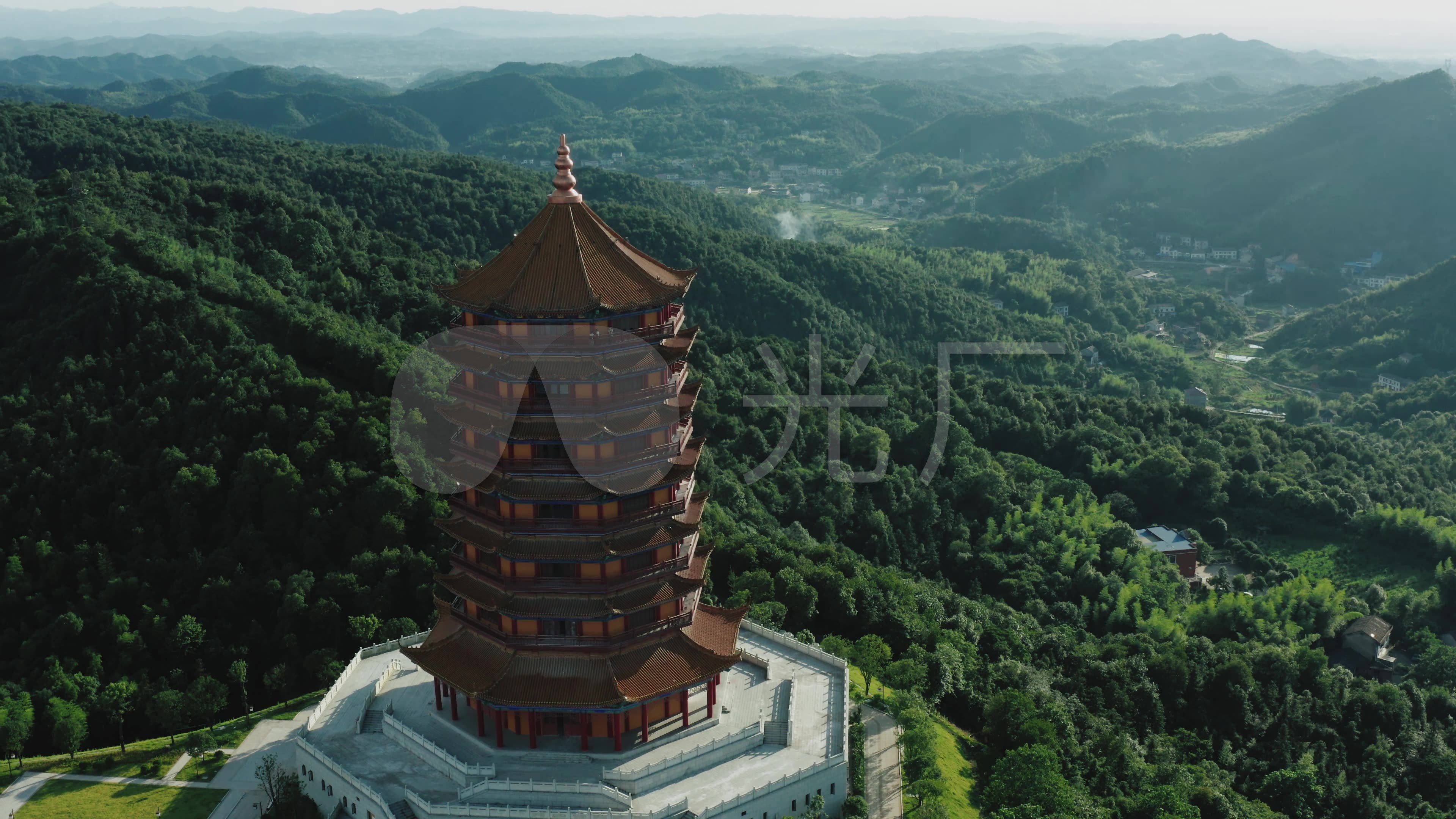 醴陵仙山公园望江楼_3840x2160_高清视频素材下载(:)