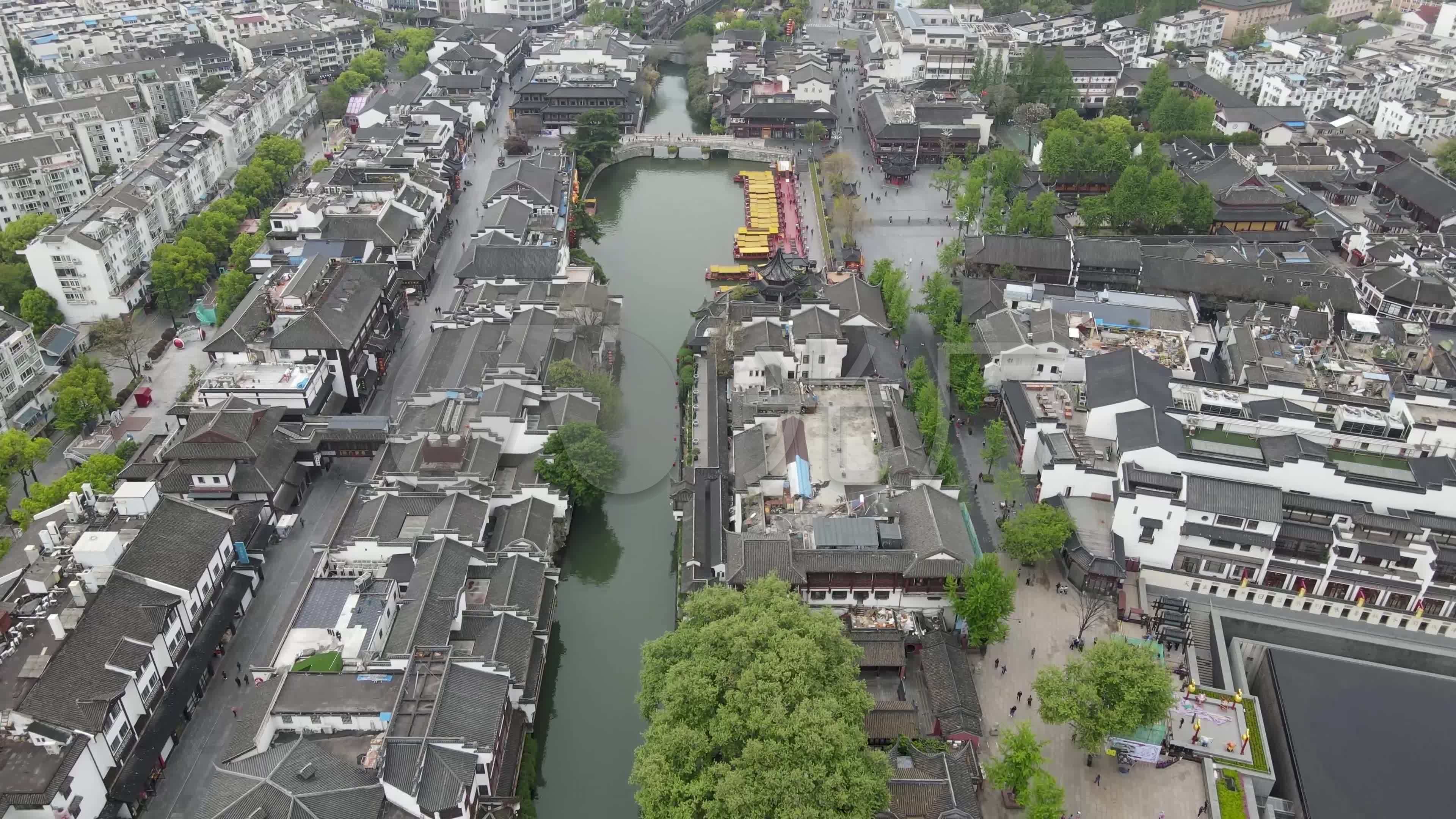 航拍南京夫子庙秦淮河著名景区 4k