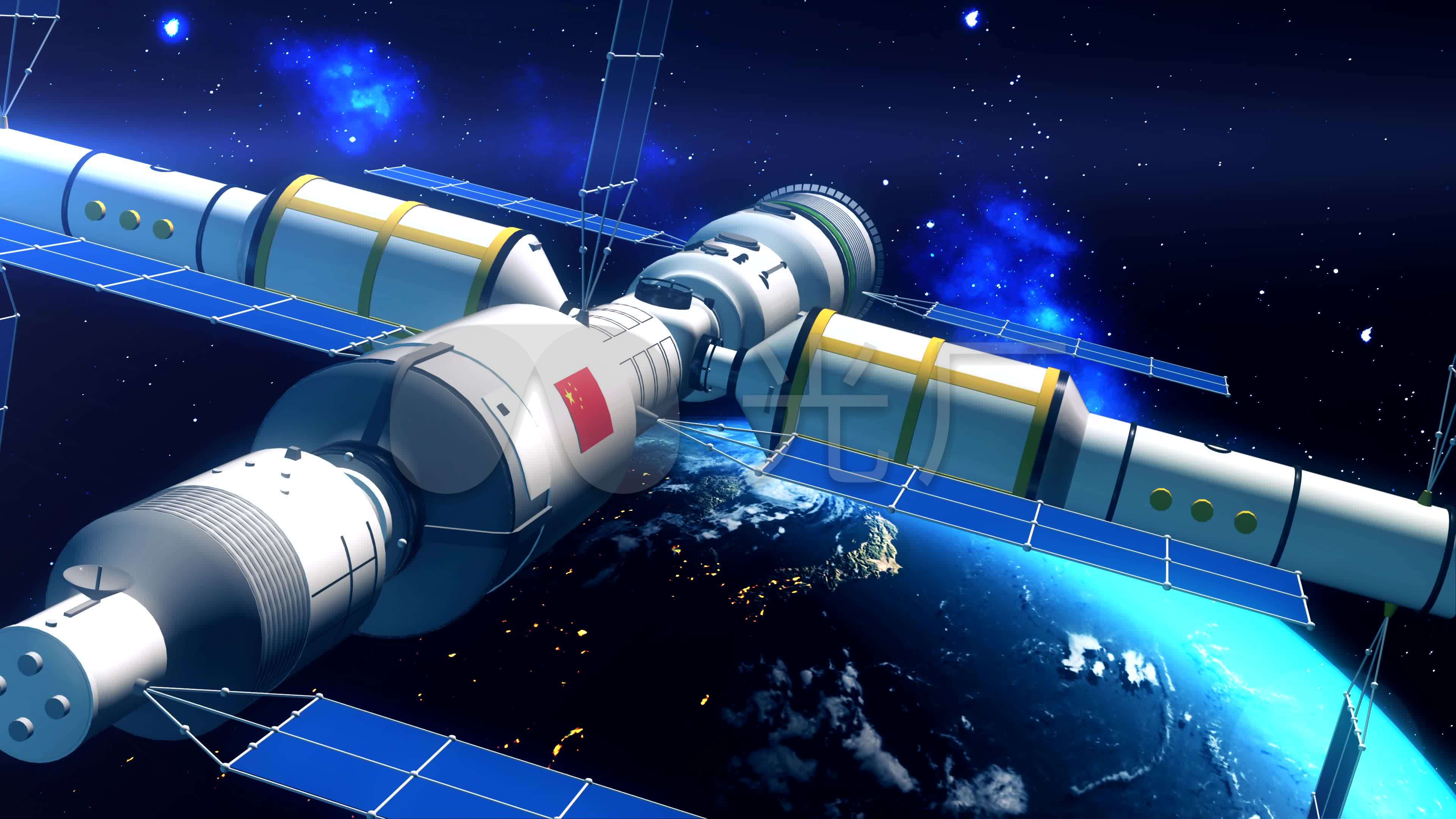 中国空间站宇航员动画4k视频素材_3840x2160_高清视频