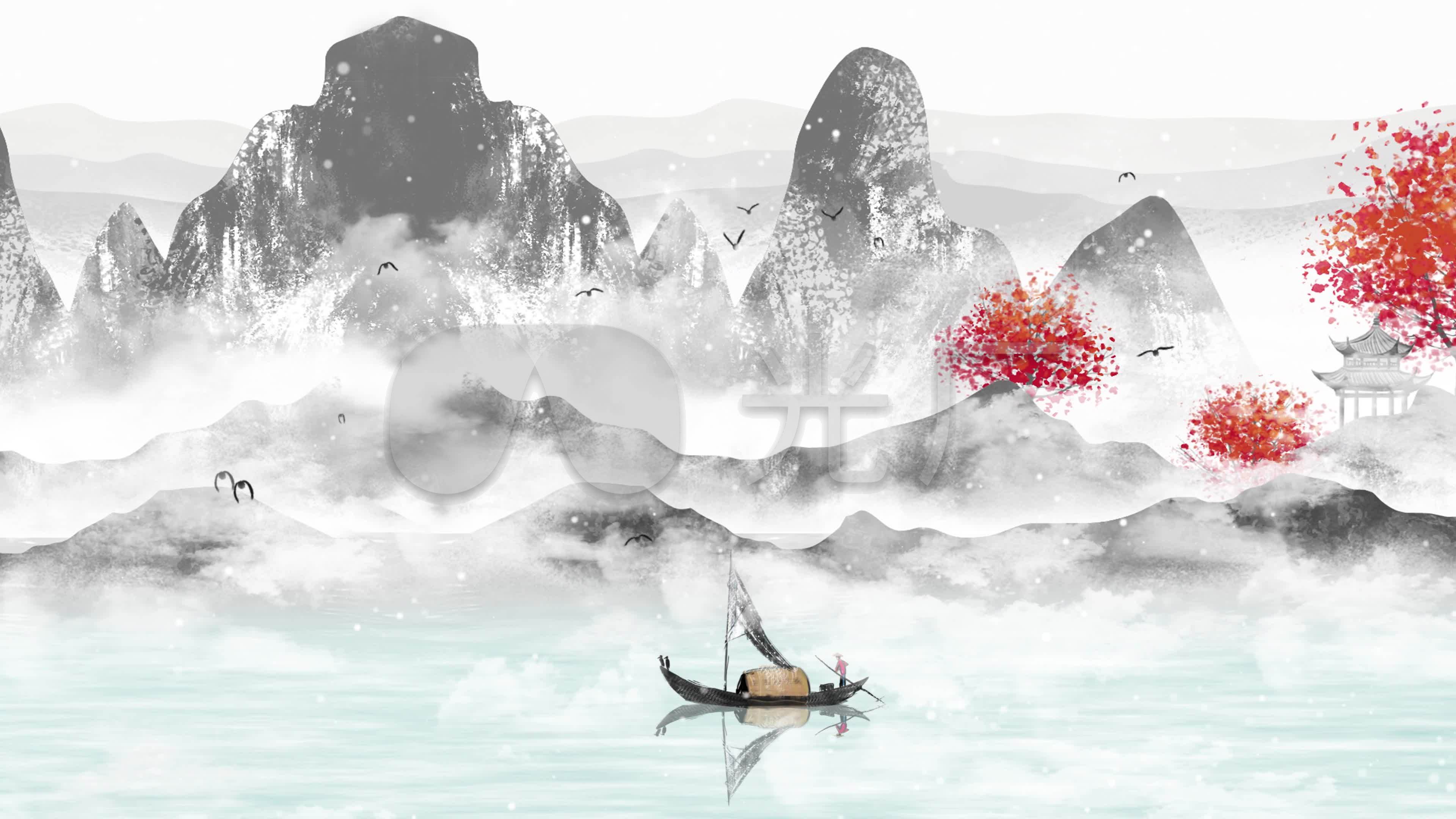 4k古典唯美是七叔呢《半生雪》山水画背景_3840x2160
