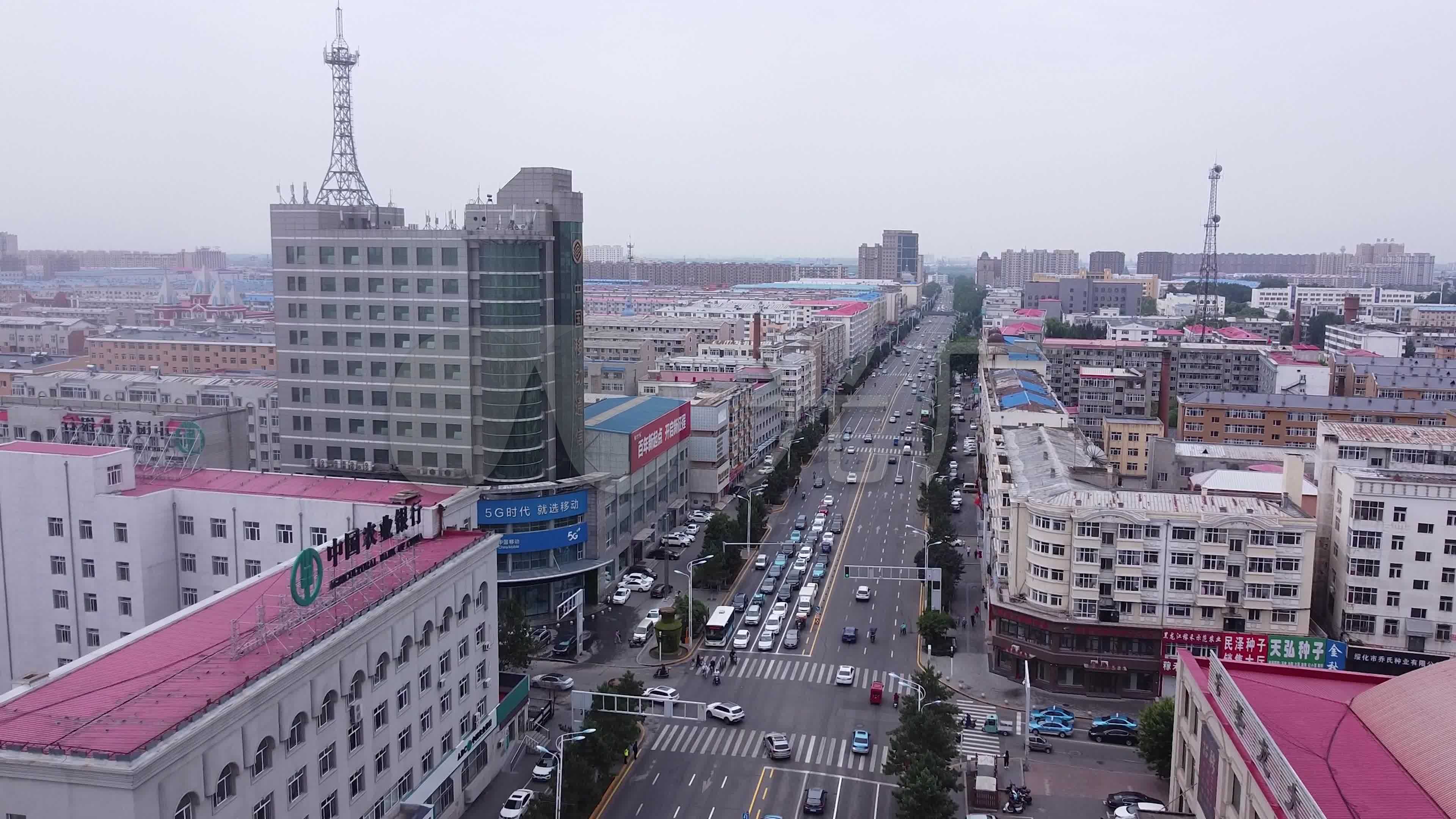 绥化地标航拍素材黑龙江绥化市城