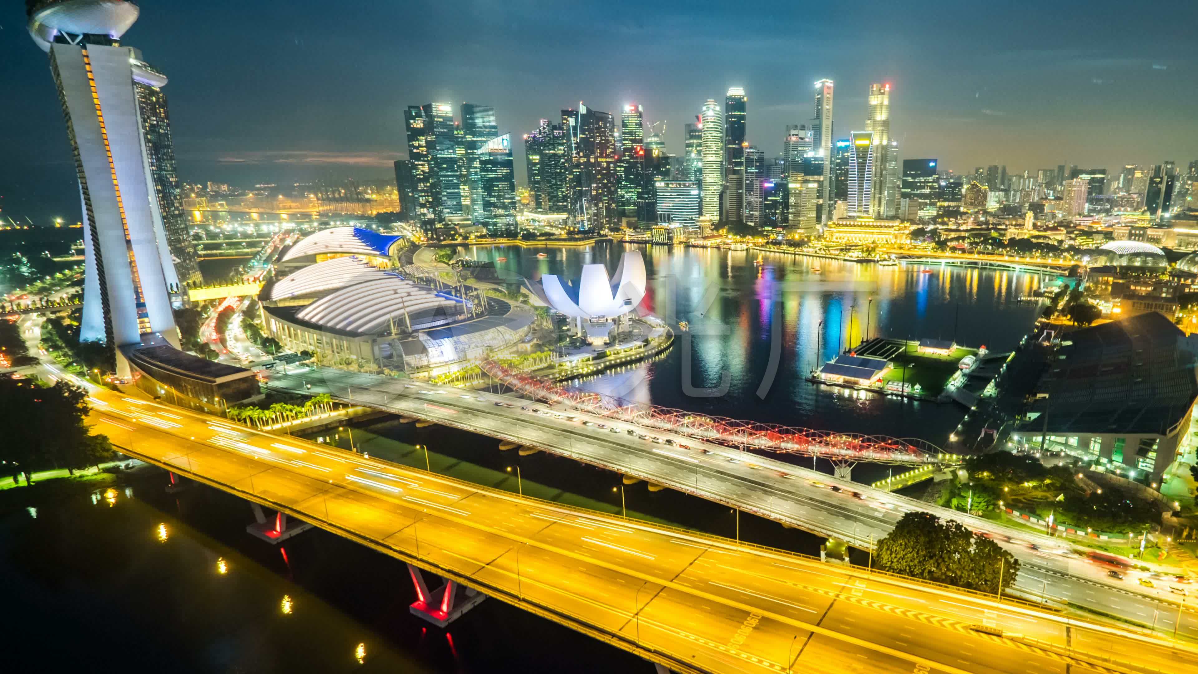 新加坡夜视全景图_3840x2160_高清视频素材下载(编号