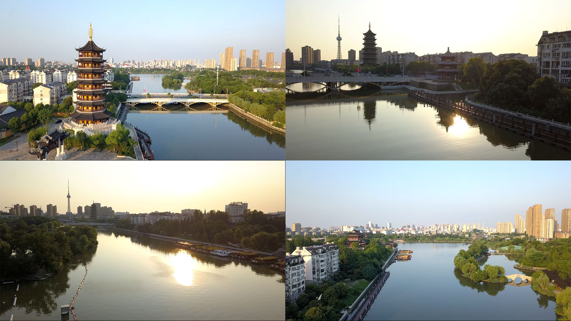 【4k】泰州市夕阳航拍
