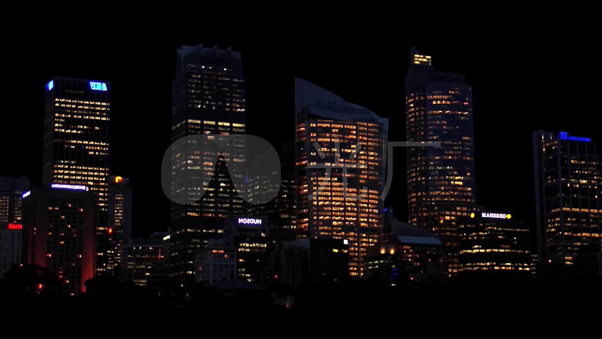 夜晚的城市高楼大厦带通道_1920x1080_高清视频素材下载(编号:6062958