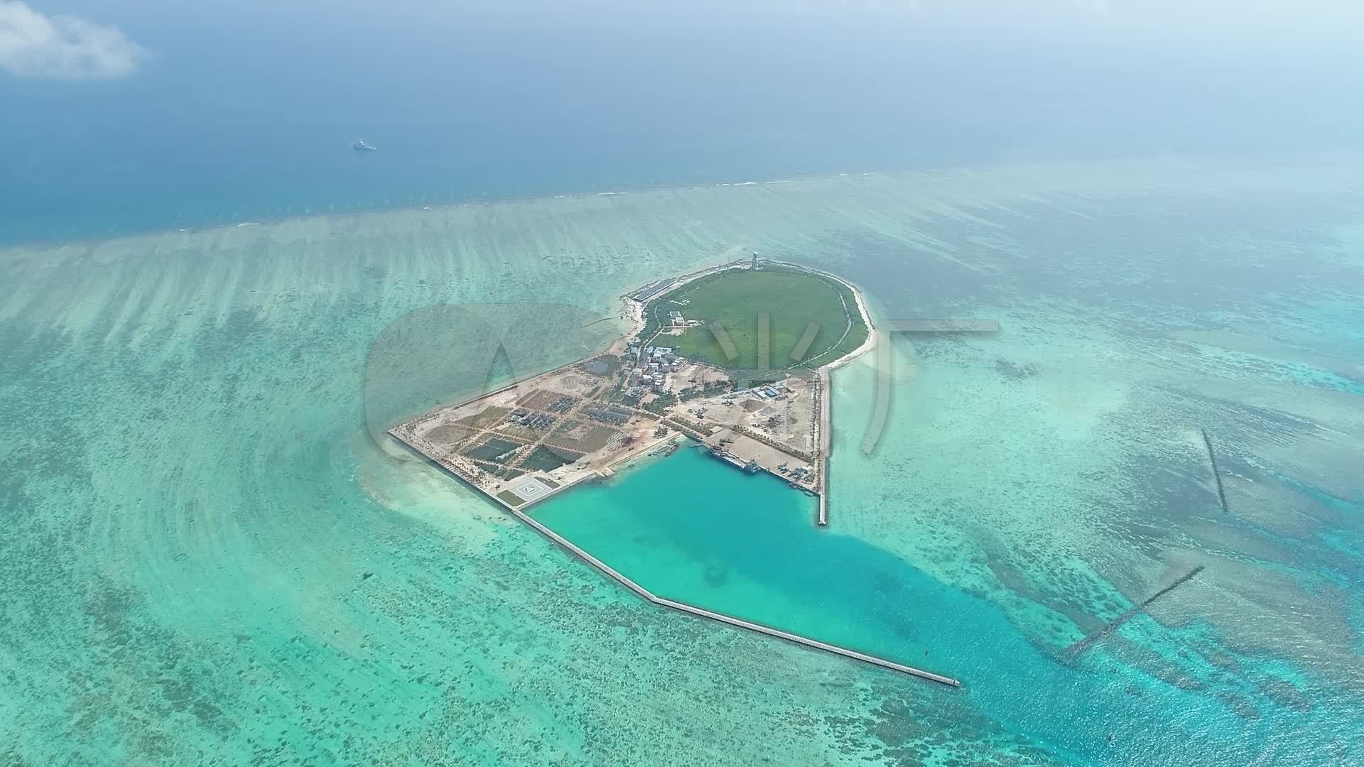 航拍南海西沙群岛赵述岛开发建设