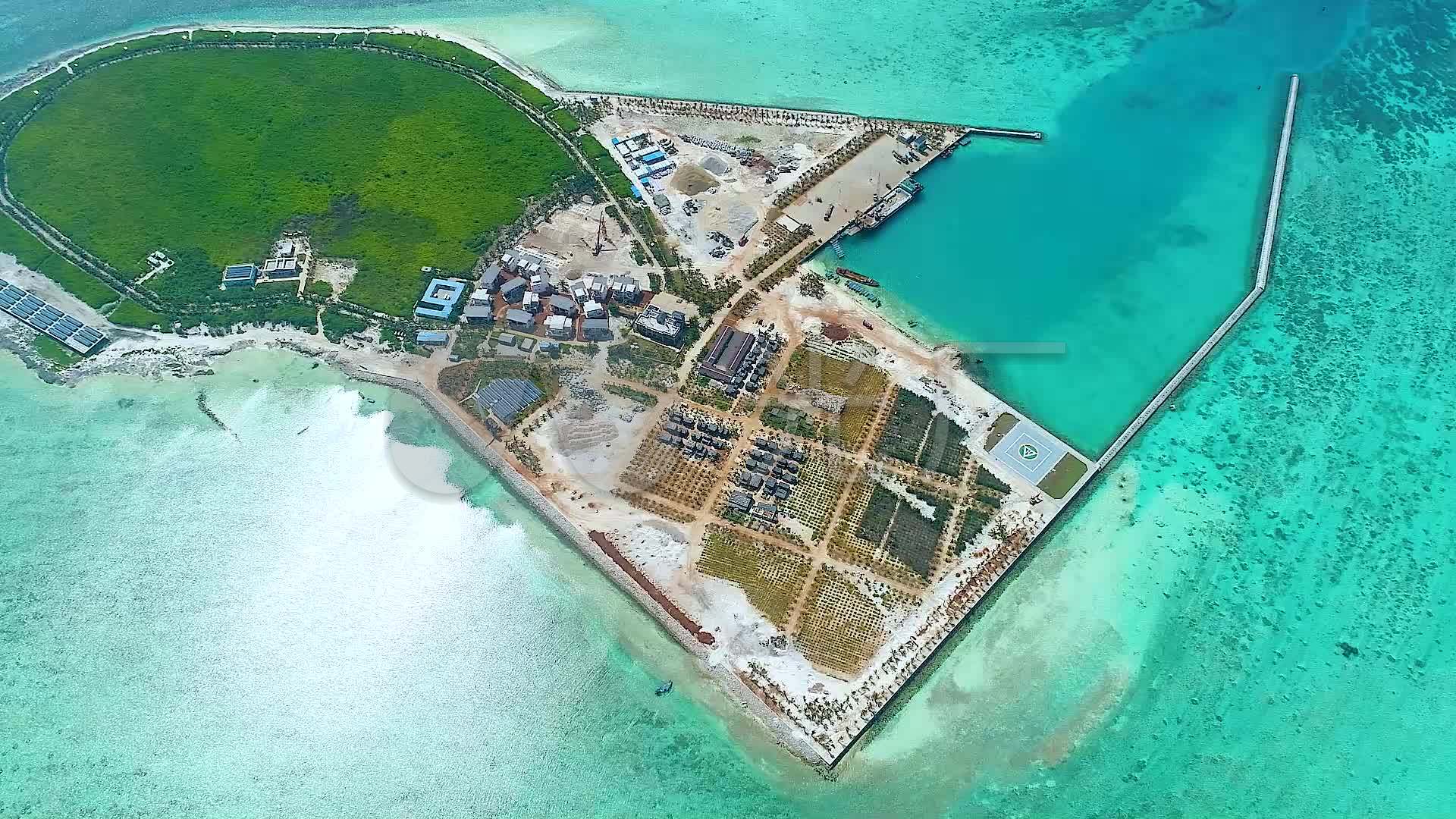 航拍南海西沙群岛赵述岛开发建设