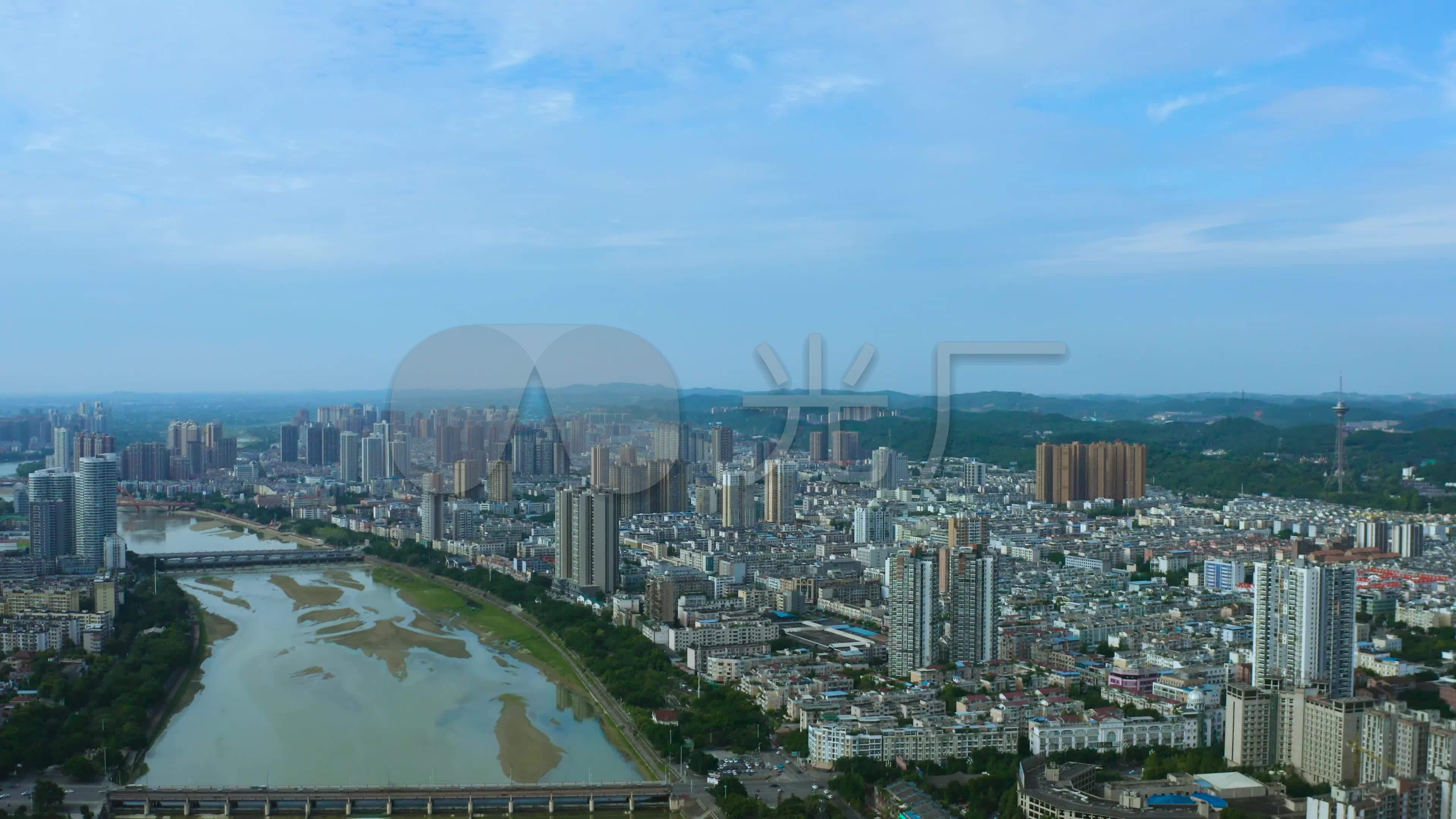 德阳市全景航拍标志性建筑航拍4k_3840x2160_高清视频素材下载(编号