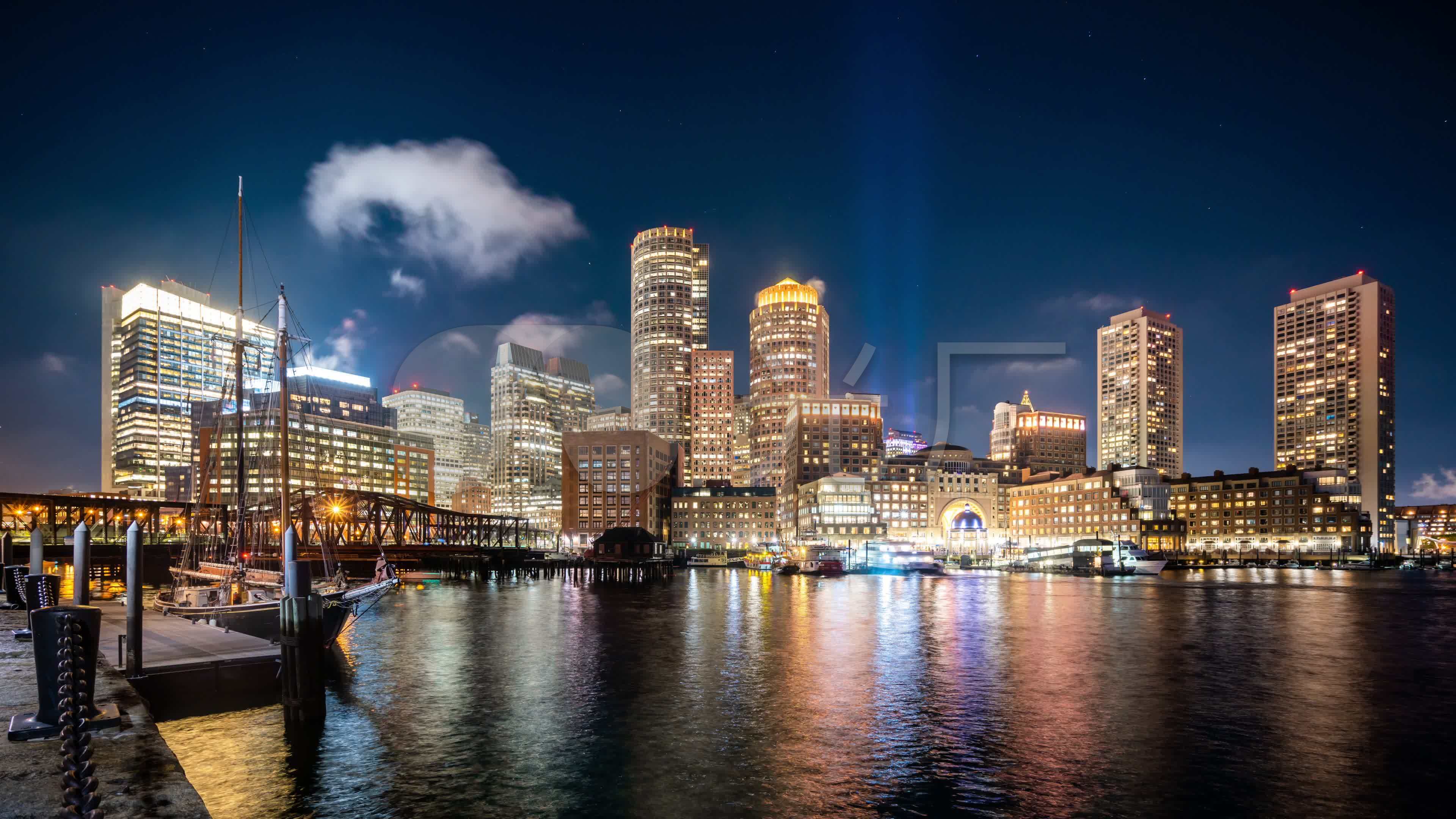 波士顿市中心的夜景.