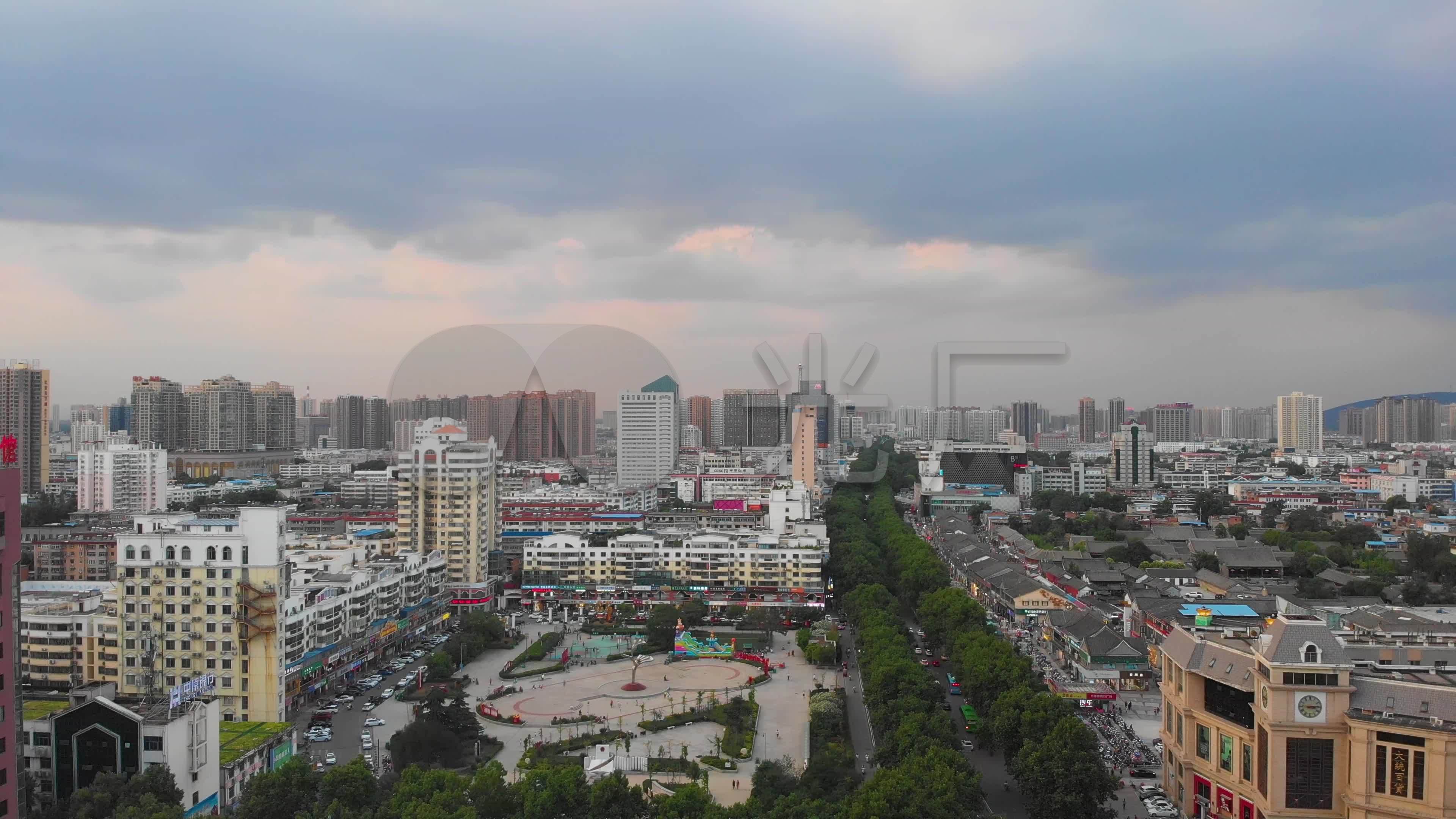 南阳府衙街区河景航拍