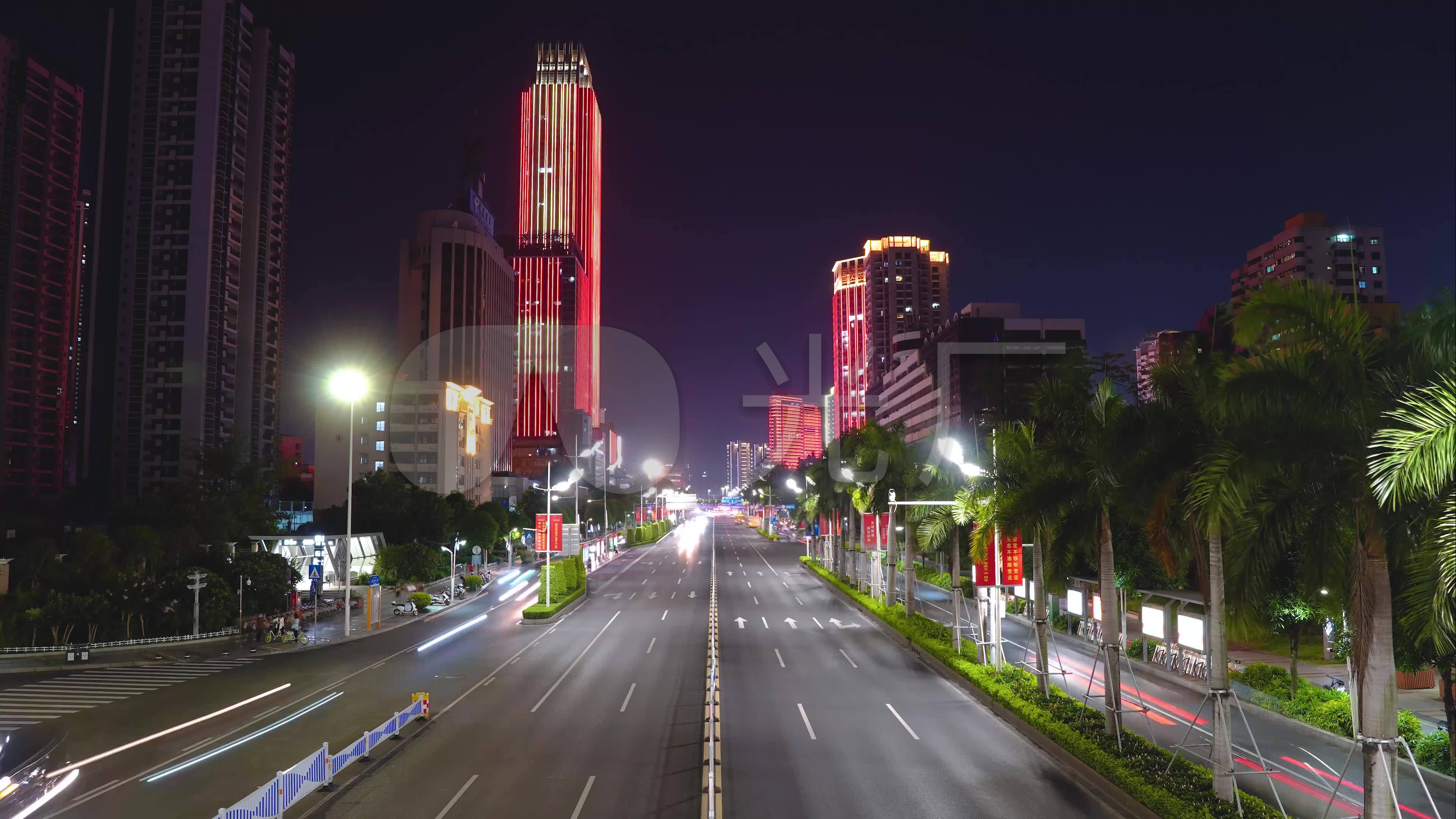 南宁夜景南宁民族大道车流延迟南宁丽原天际_3840x