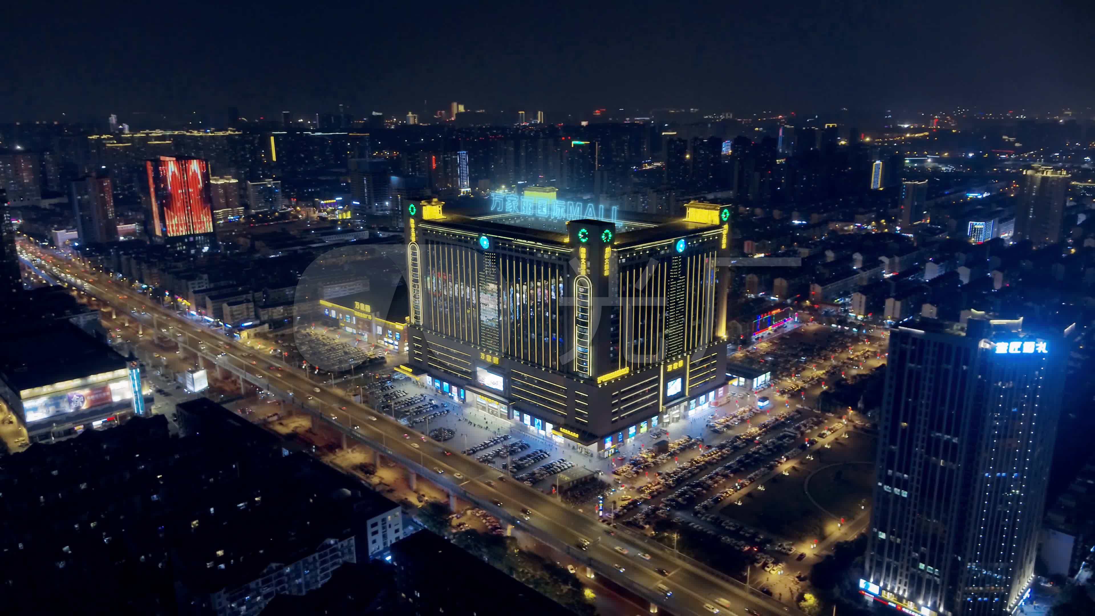 长沙万家丽国际mall夜景照明亮化航拍