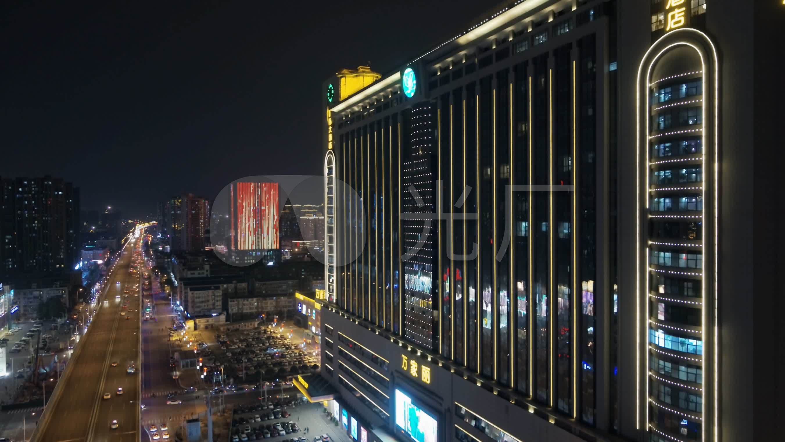 长沙万家丽国际mall夜景照明亮化航拍