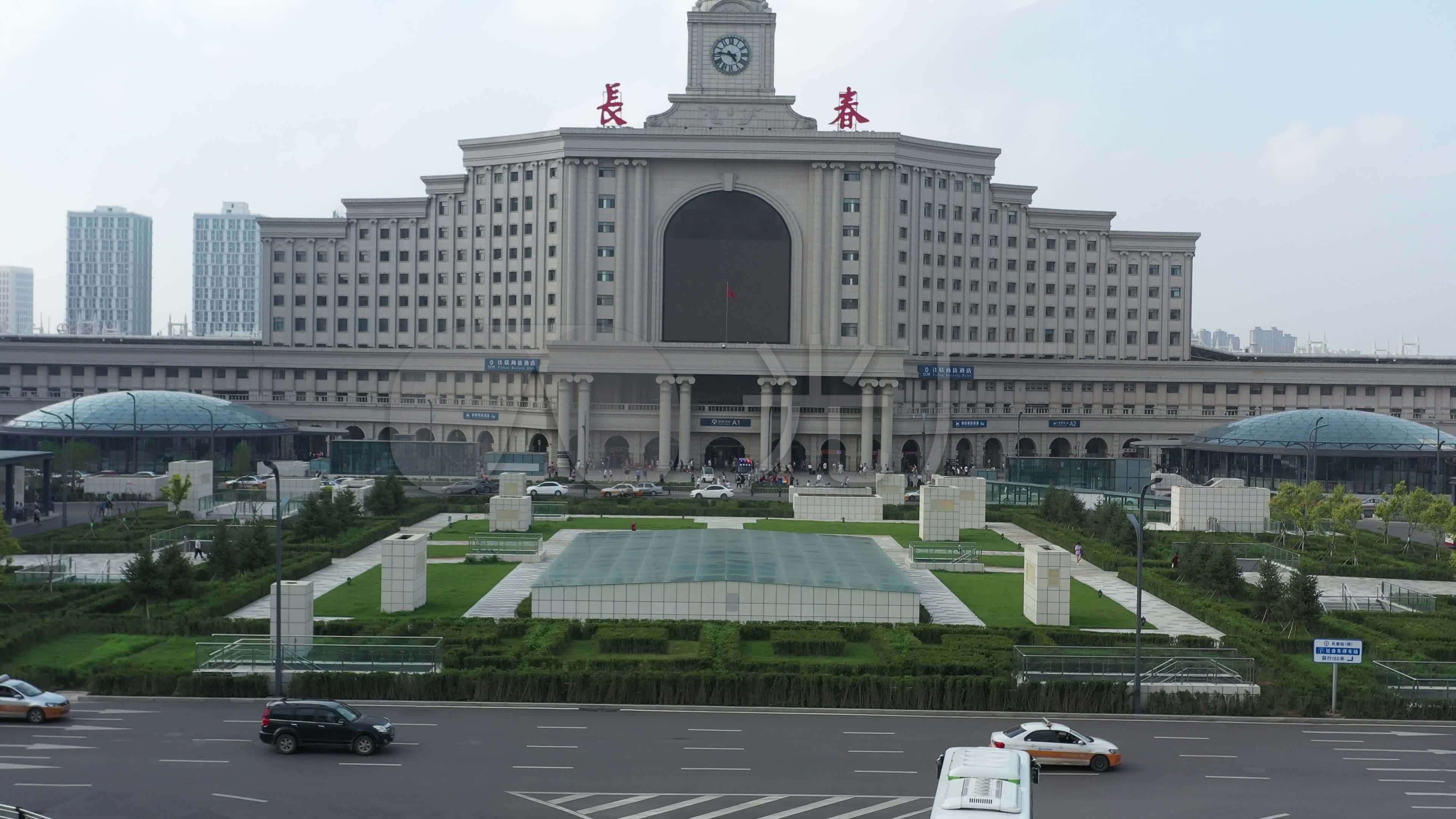 航拍长春火车站