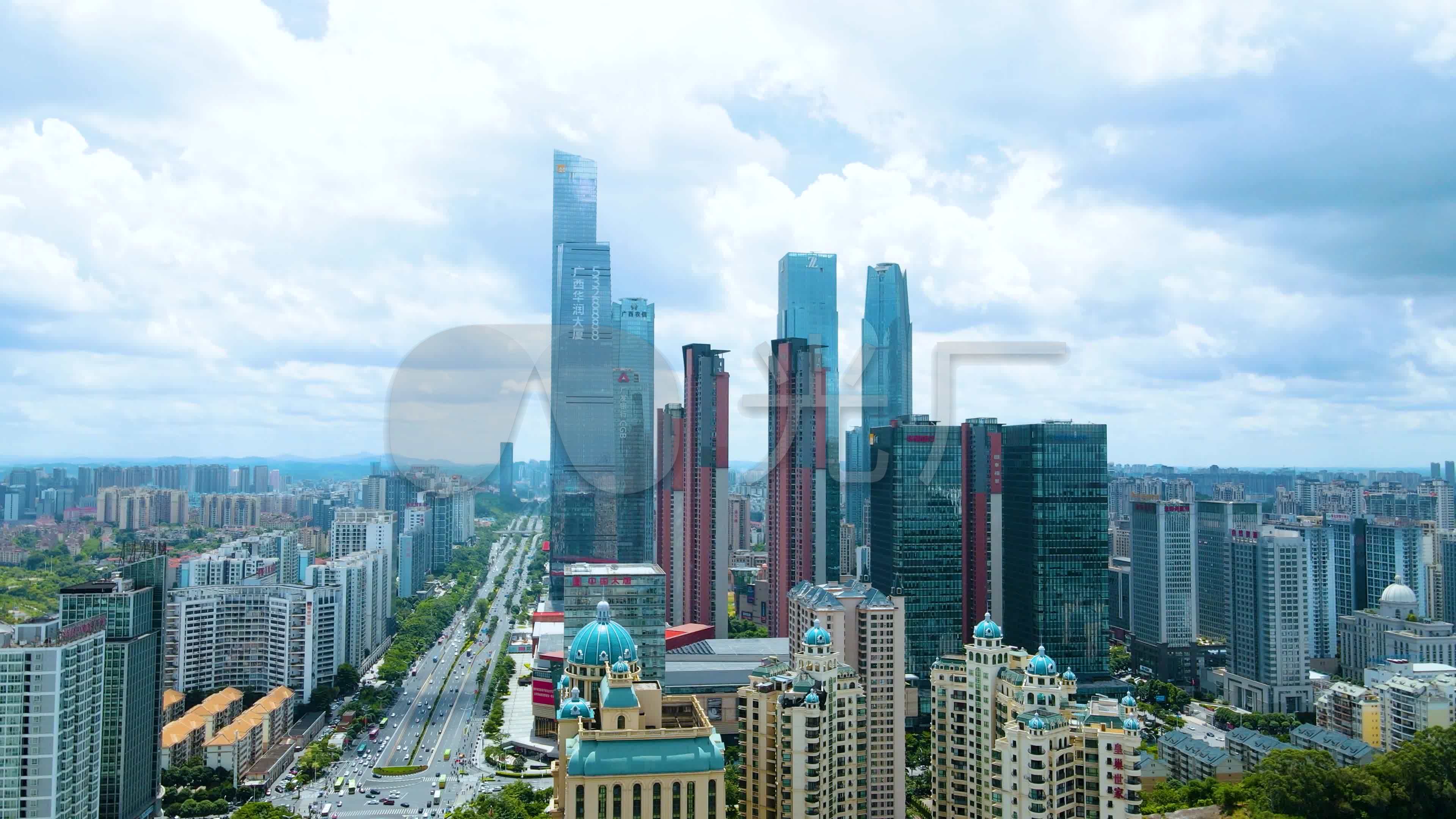 航拍南宁东盟商务区商业中心写字楼_3840x2160_高清