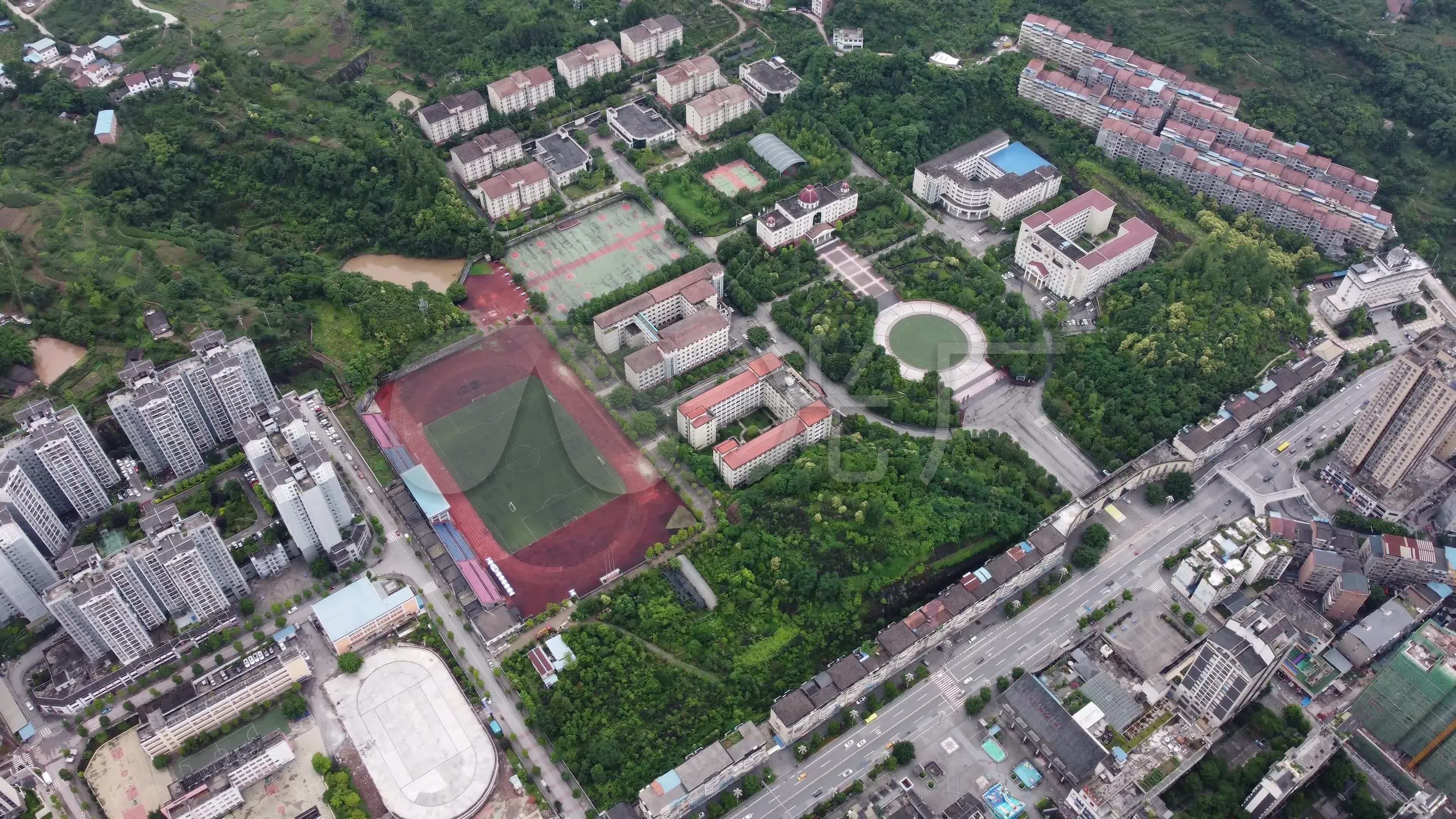航拍石柱中学_3840x2160_高清视频素材下载(编号:)