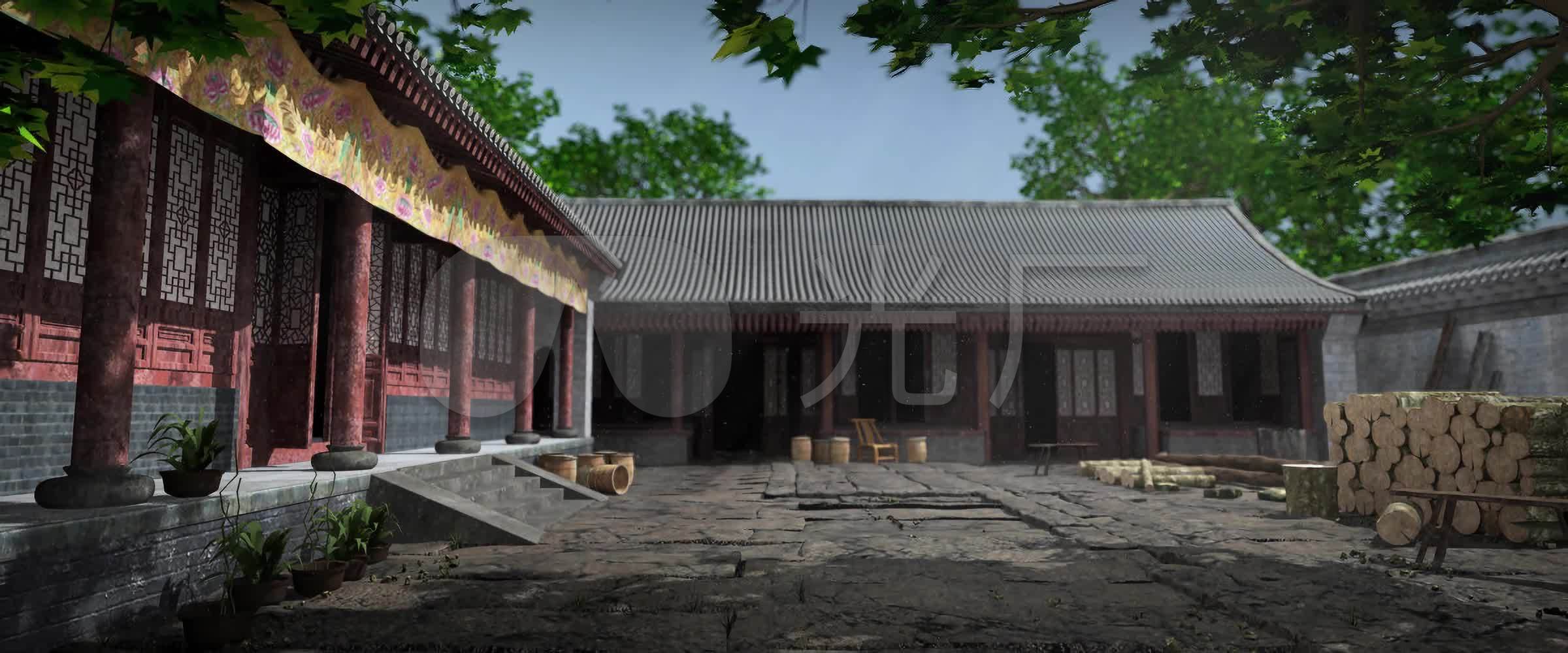 庭院 后院 柴房 古代 舞台 循环