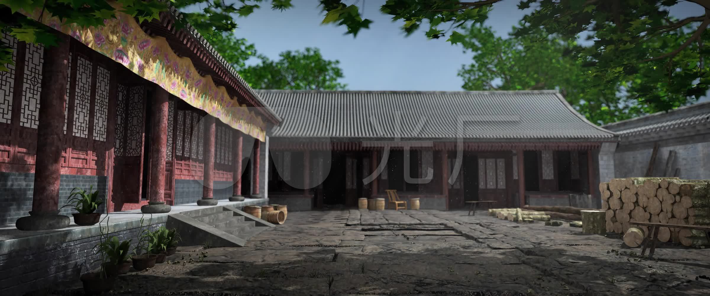 庭院 后院 柴房 古代 舞台 循环