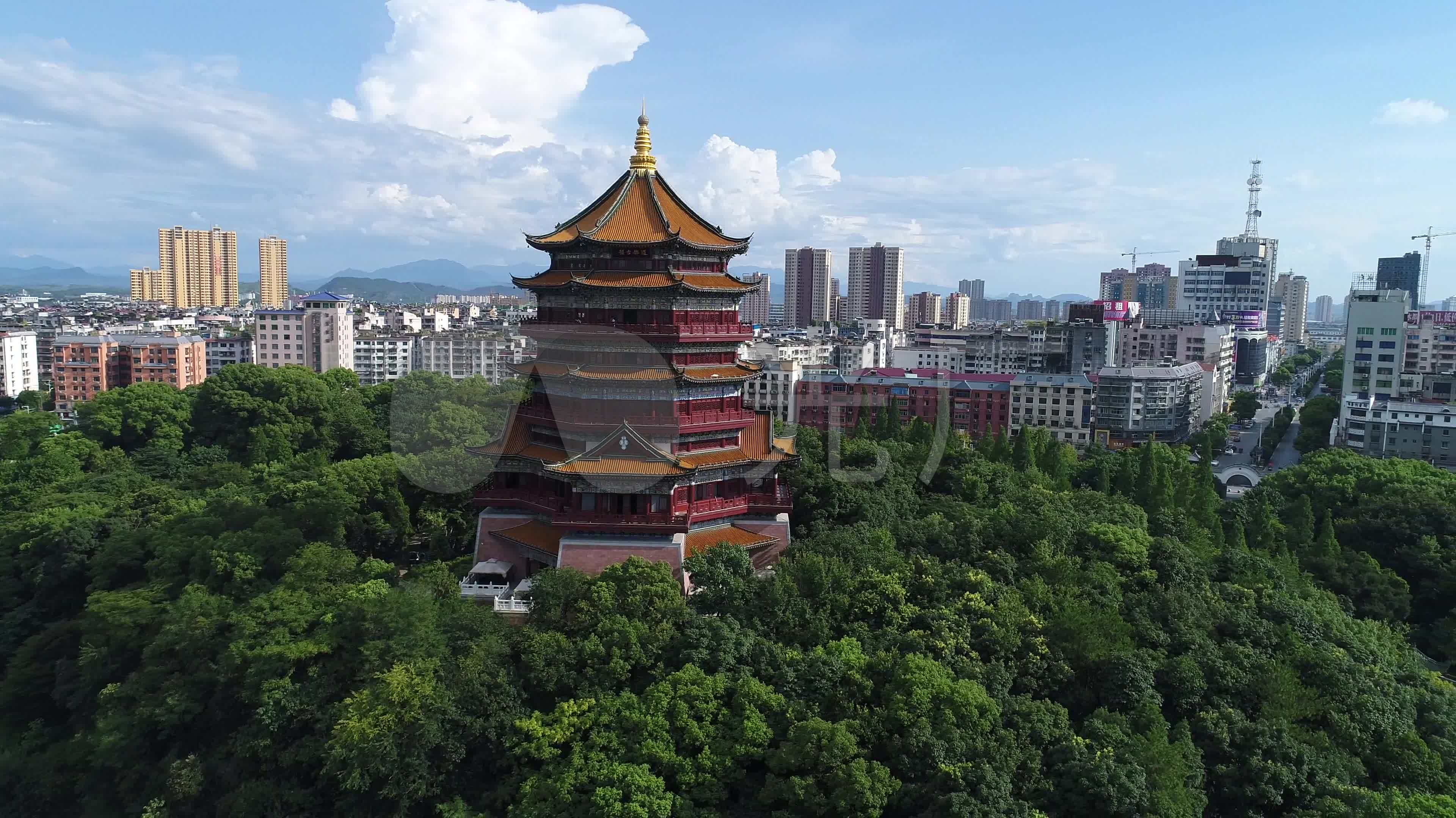 鹰潭市滨江公园北极阁_3840x2160_高清视频素材下载