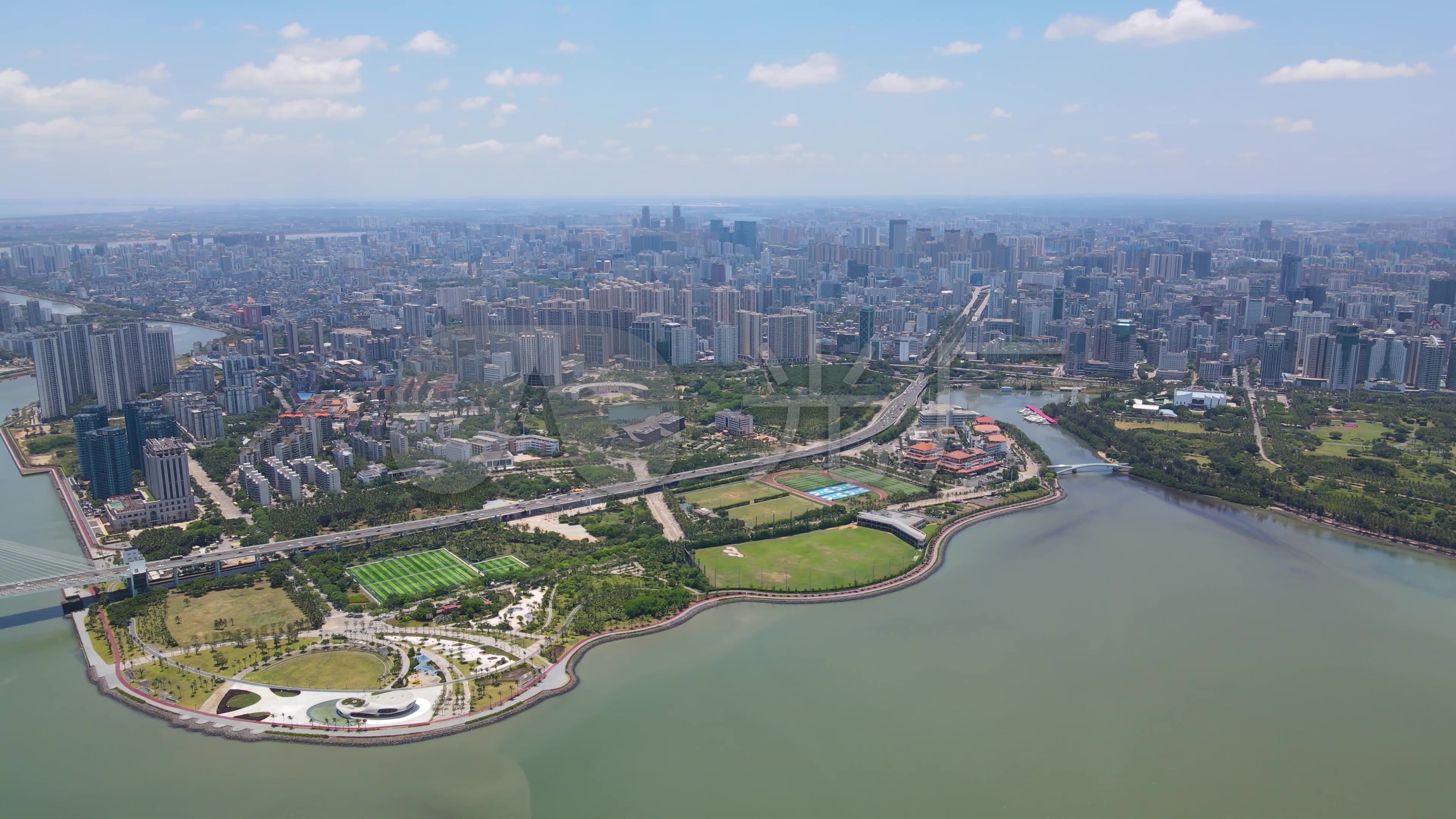 航拍海南海口城市