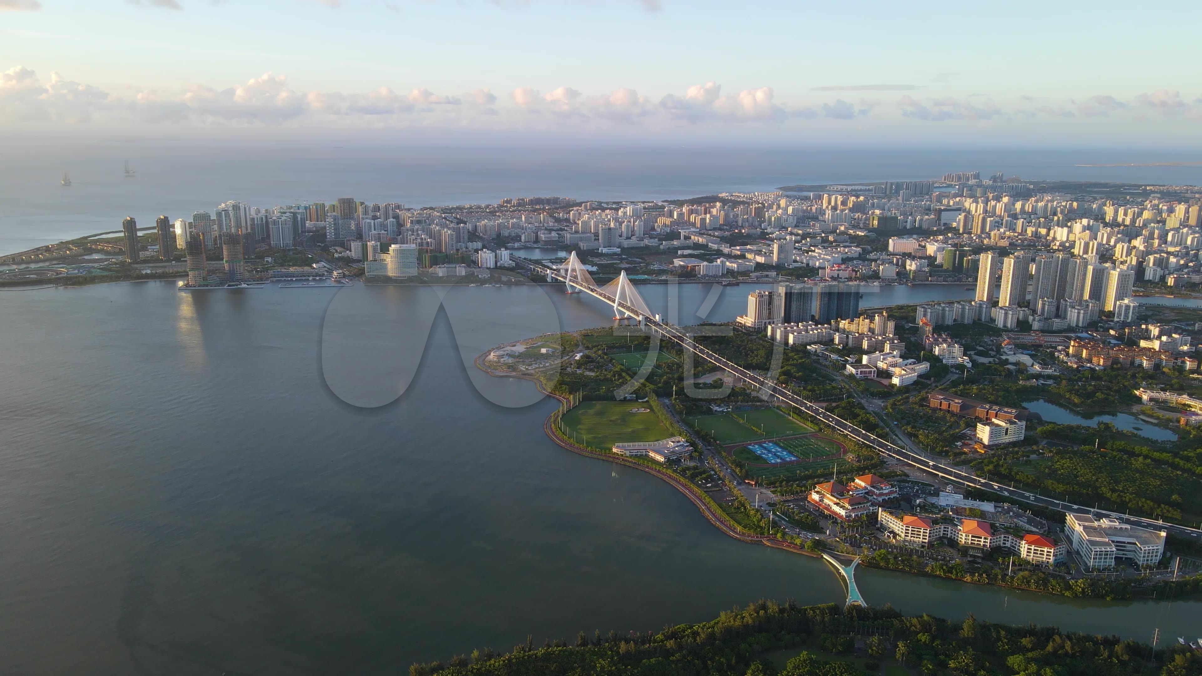 航拍海南海口城市
