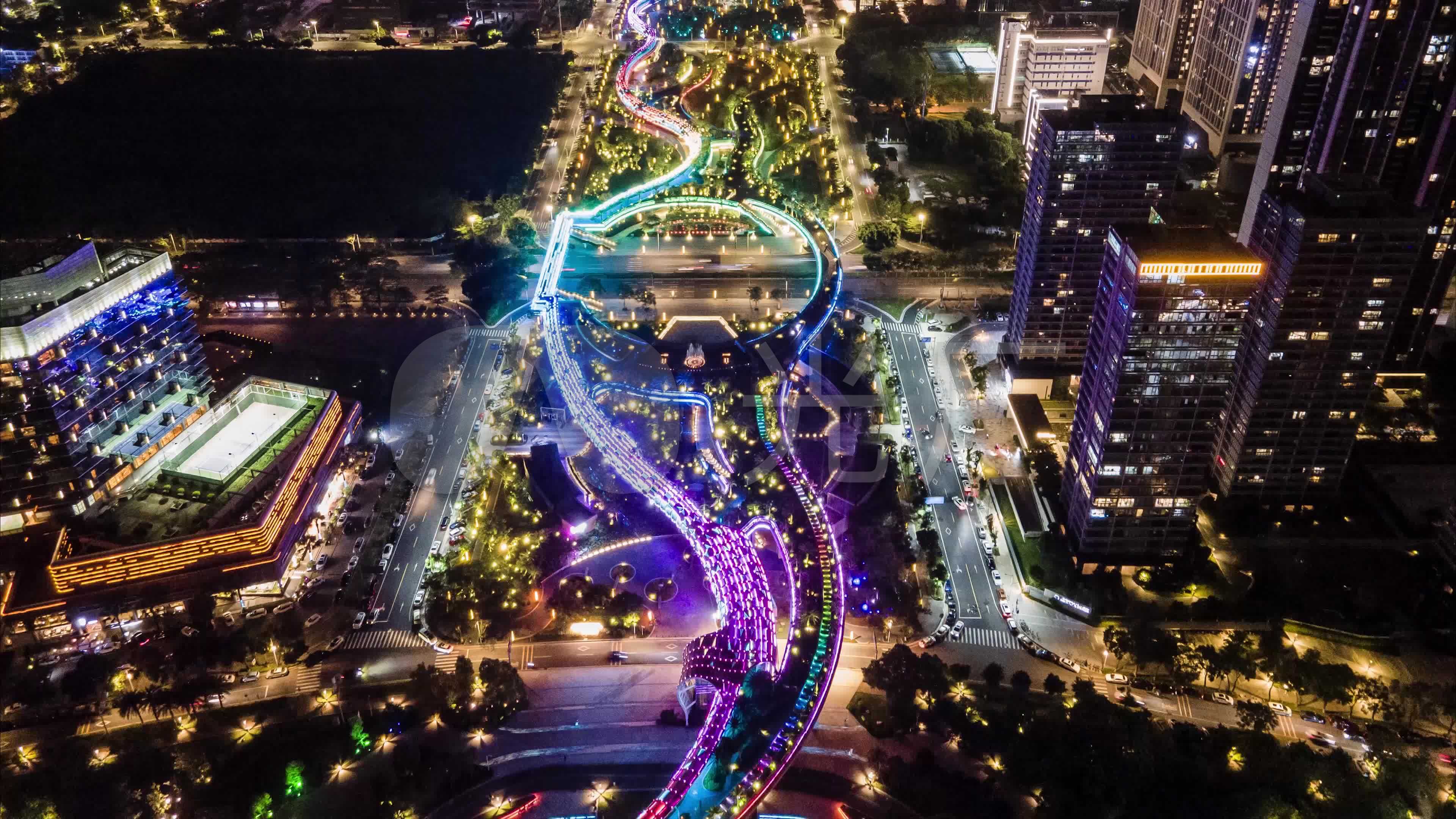 佛山顺德金凤凰广场夜景延时航拍