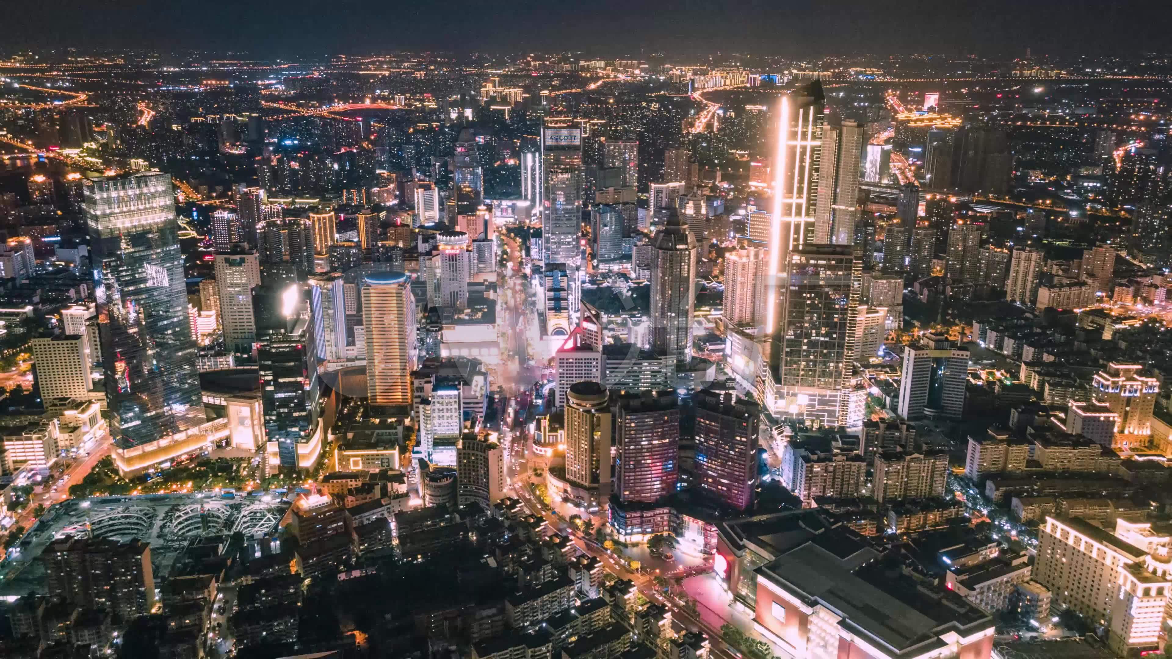4k无锡城市夜景航拍延时摄影全景