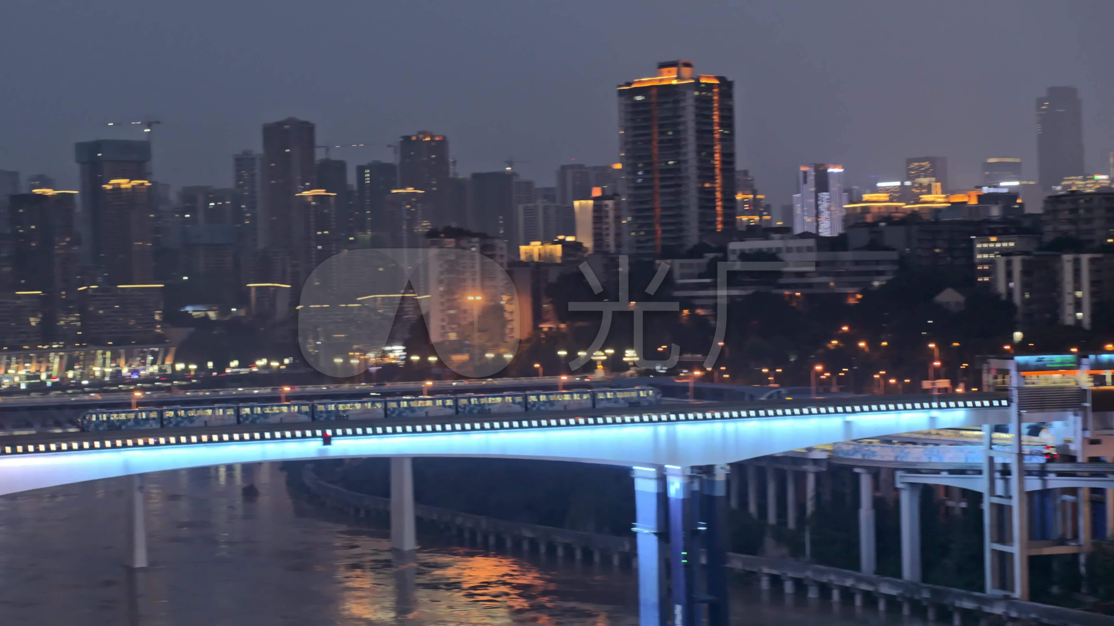 重庆嘉陵江大桥伤的轻轨4k夜景