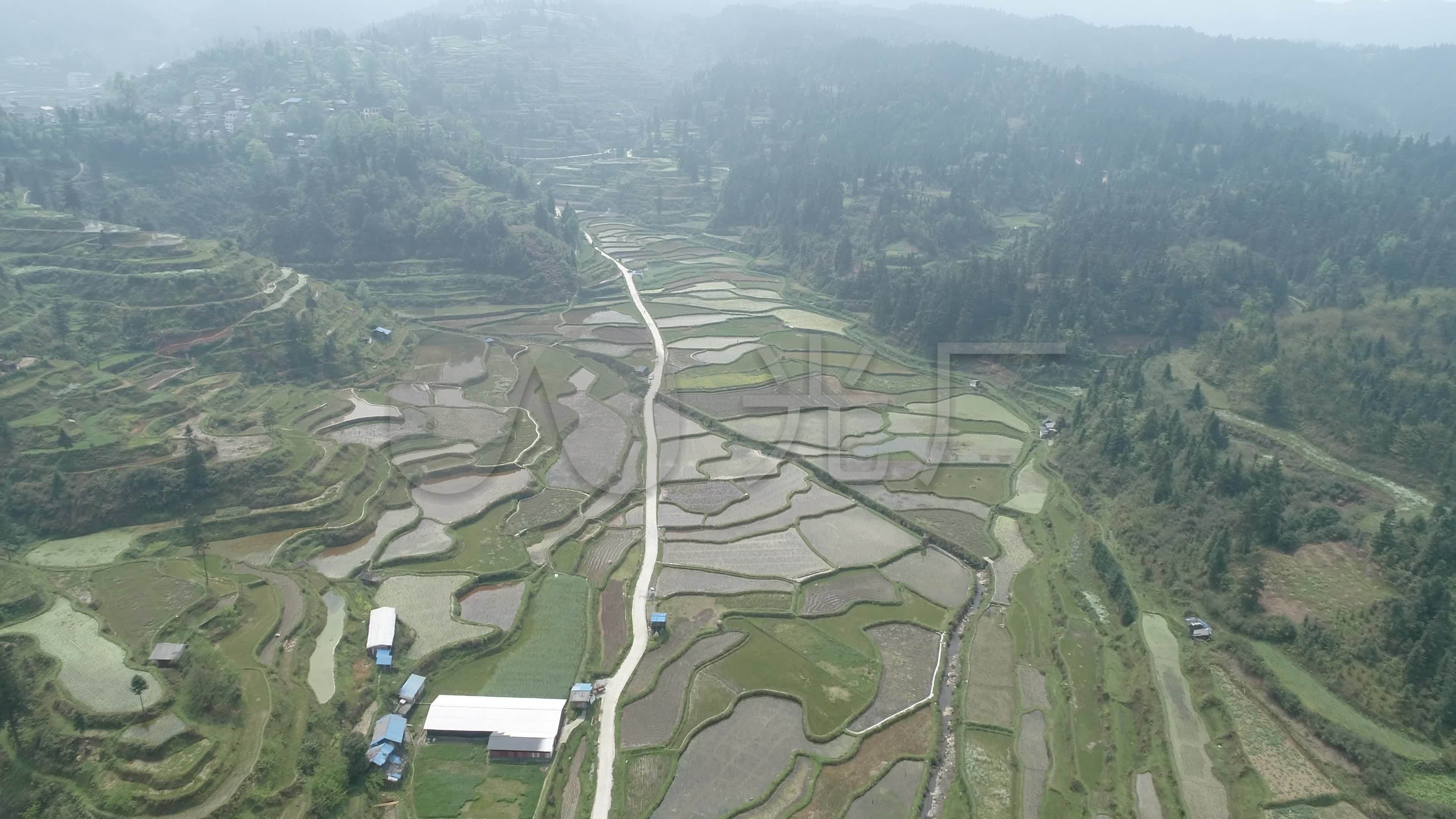 航拍锦屏县彦洞田园风光