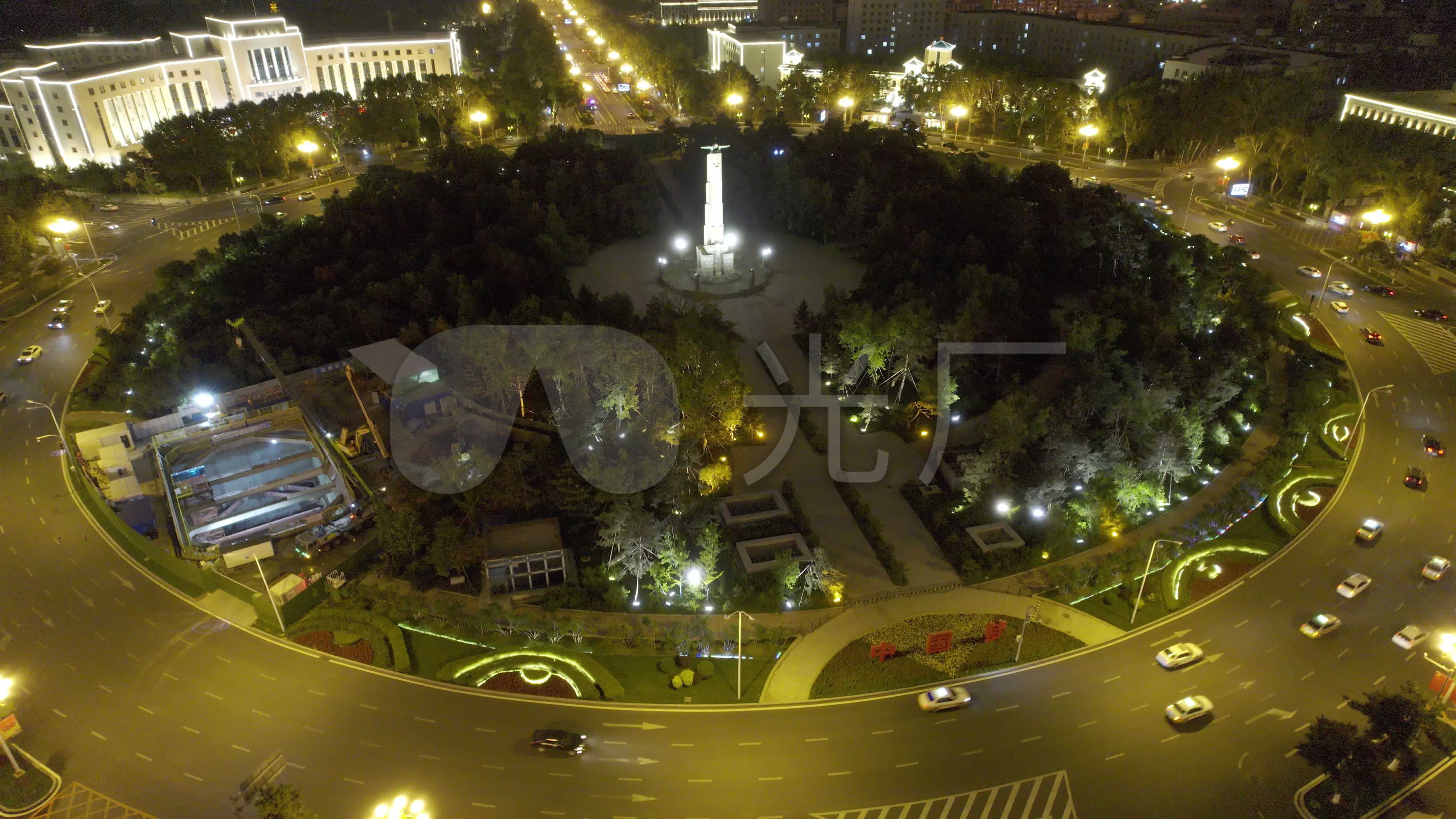 4k-长春人民广场夜景航拍_5472x3078_高清视频素材下载(编号:6180987)