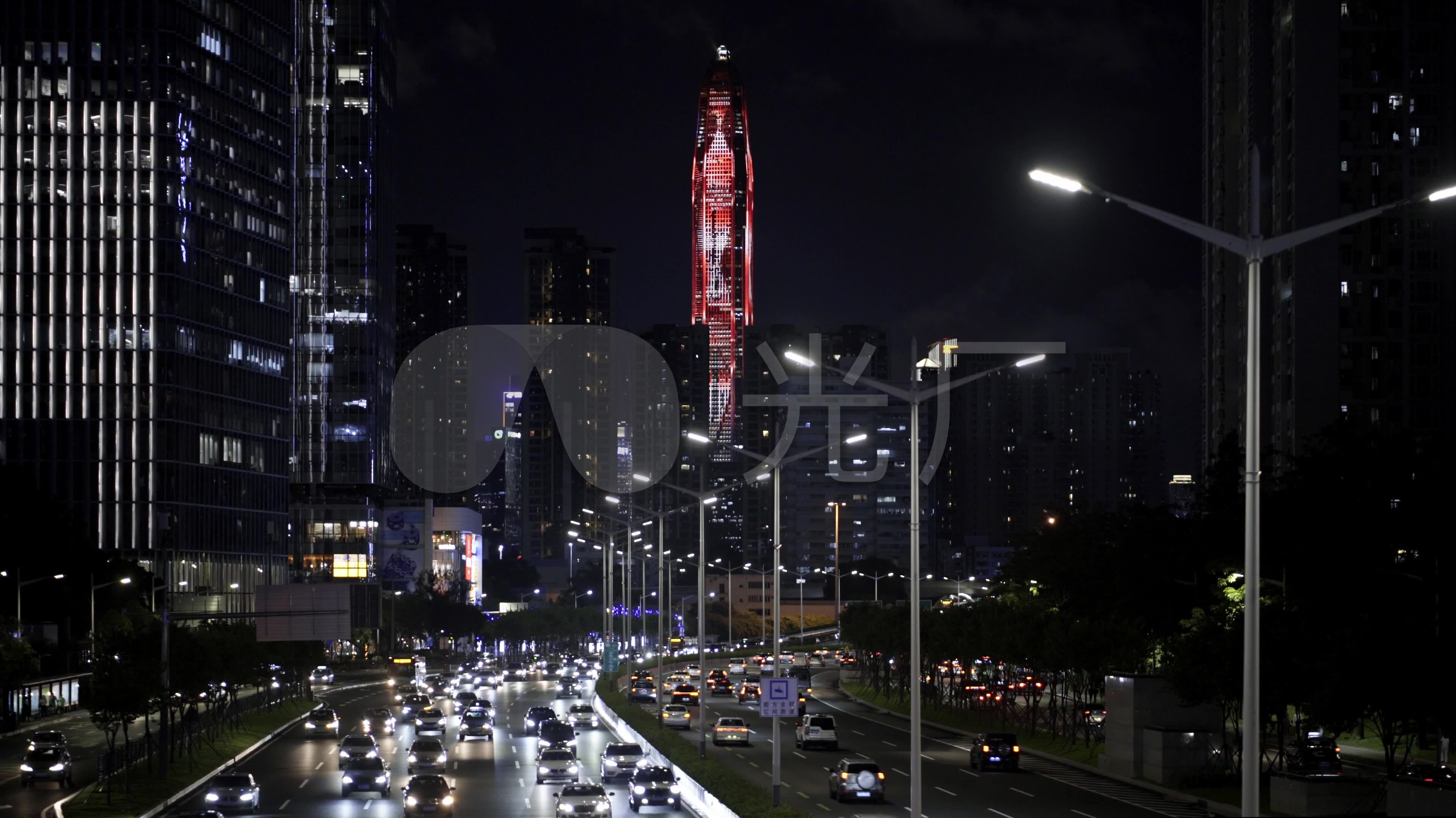 深圳市滨河大道车流夜景