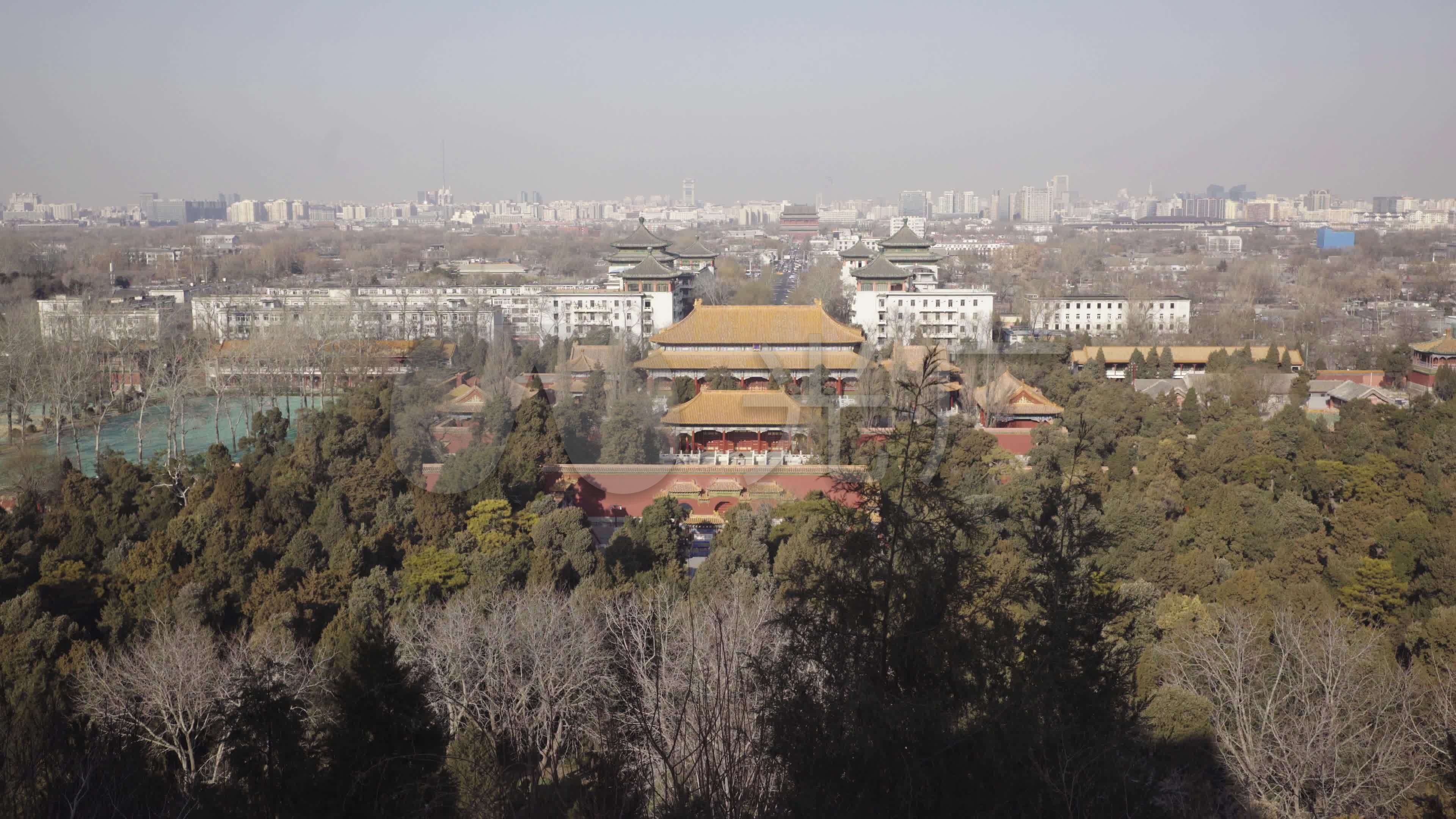 北京景山公园俯瞰4k北京城_3840x2160_高清视频素材下载(编号:6219803